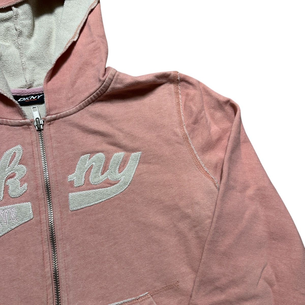 DKNY Women Y2K DKNY Pink Spellout Full Zip Hoodie Size M / US 6-8 / IT 42-44 - 3 Thumbnail
