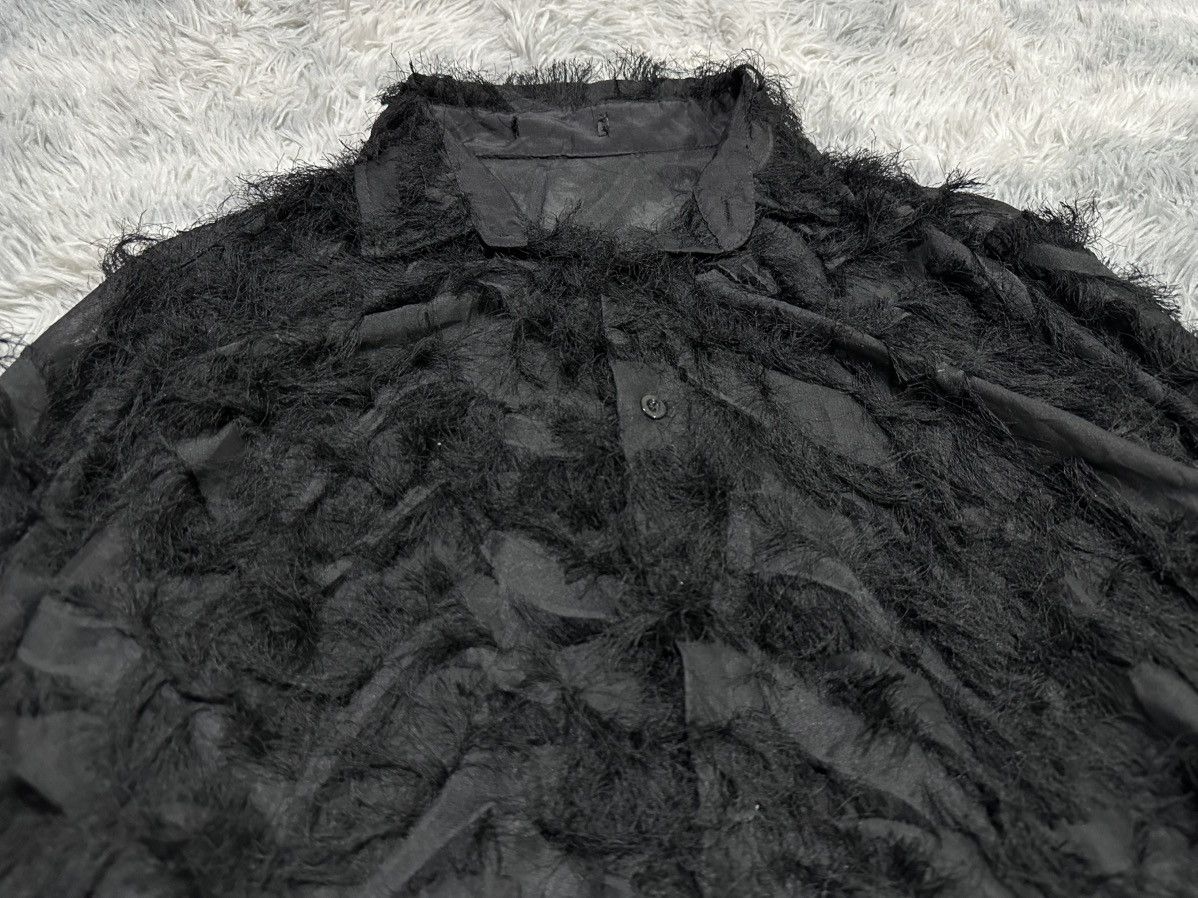 Japanese Brand 🔥Sick Y2K Japanese Black Fur Fringed Feather Shirt Goth Punk Size US XL / EU 56 / 4 - 3 Thumbnail