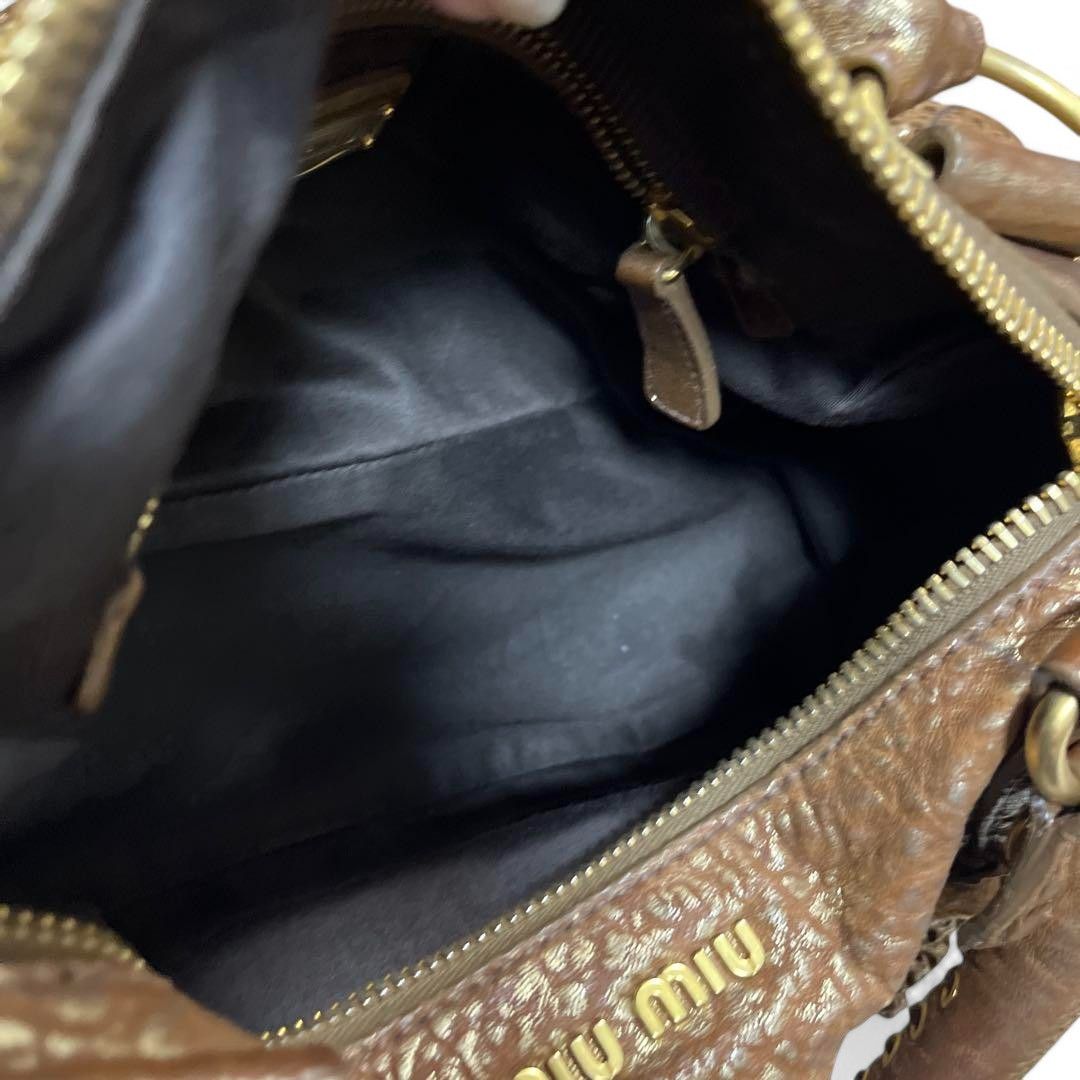 Miu Miu Miu Miu - Gold Boston Vintage Mesh Leather Handbag Size ONE SIZE - 11 Thumbnail