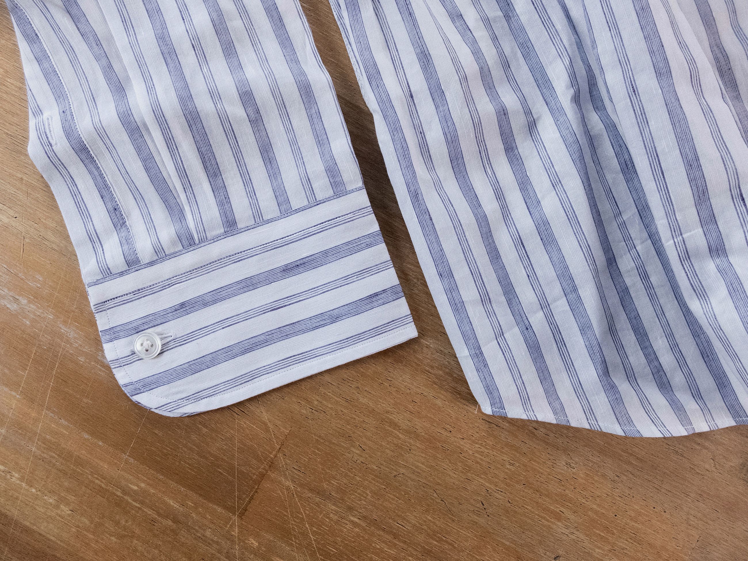Lardini LARDINI white blue striped cotton linen lightweight shirt Size US L / EU 52-54 / 3 - 5 Thumbnail