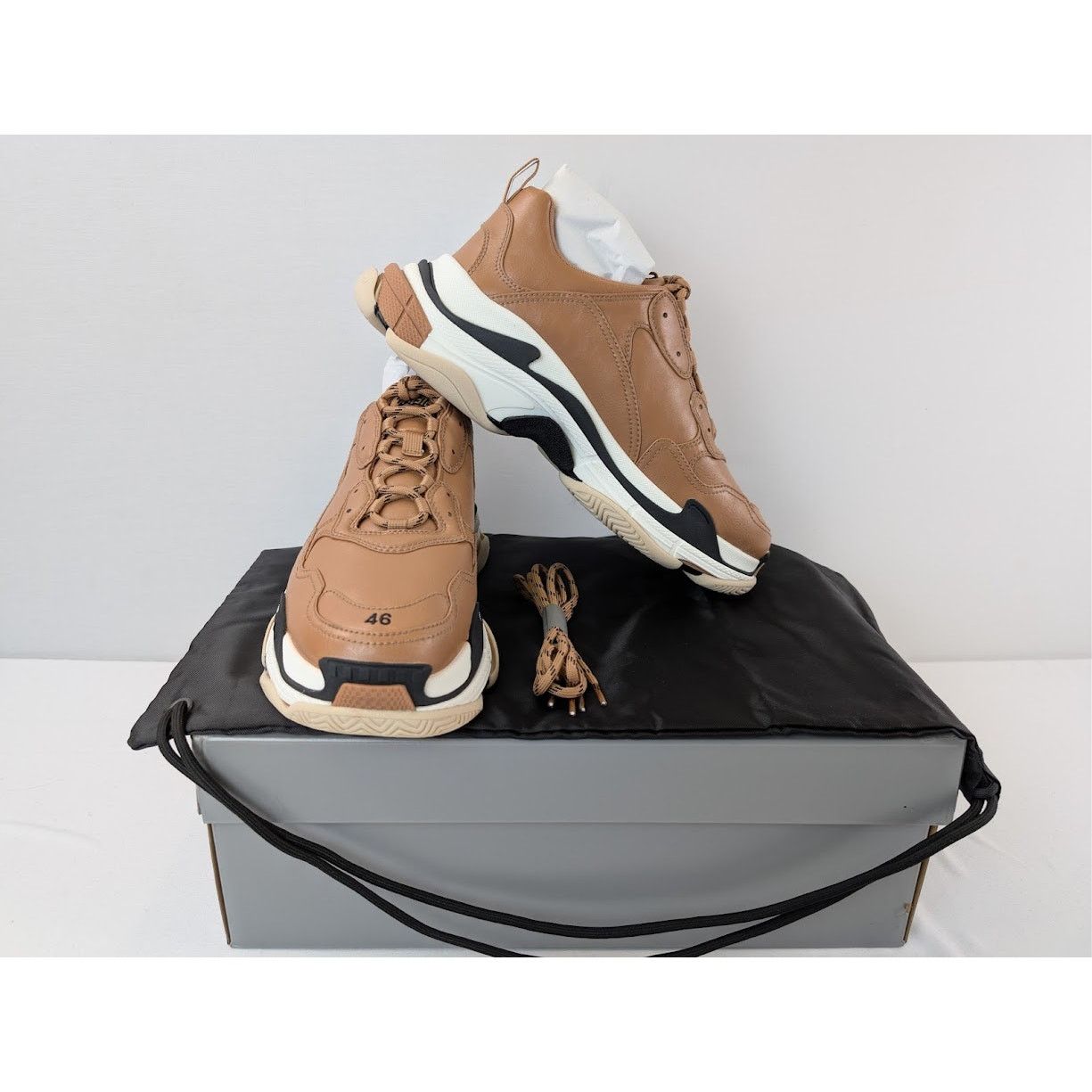 Balenciaga o1rshd1 Triple S Logo Type Sneakers in Nude Beige/Sand Size US 13 / EU 46 - 16 Thumbnail