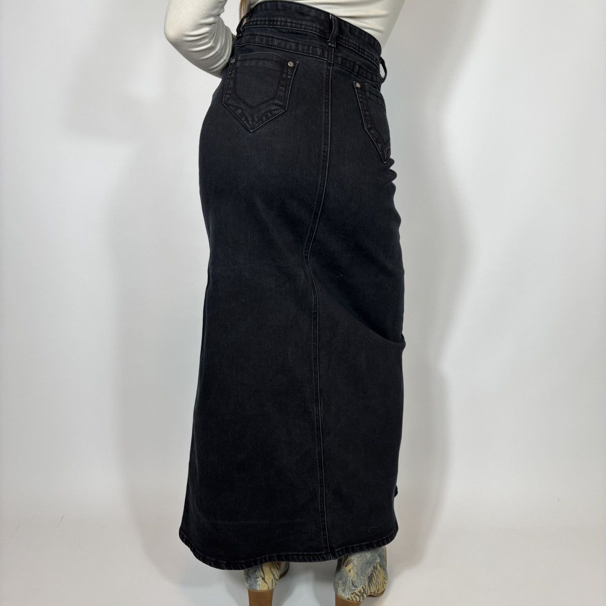 Japanese Brand Vintage Y2K Japanese Style Flared Sexy Denim Maxi Skirt Size 28" / US 6 / IT 42 - 3 Thumbnail