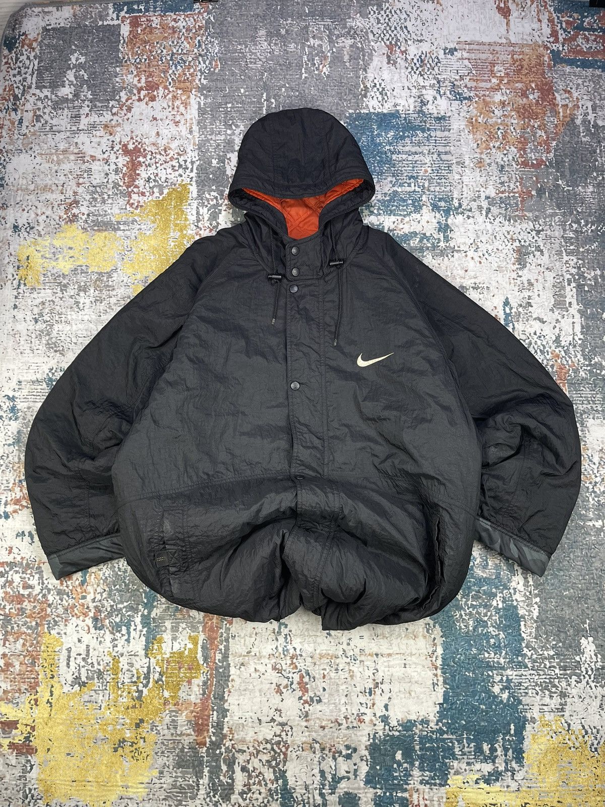 Nike Vtg 90s NIKE Big Swoosh Thick Quilted Coach Jacket Size US L / EU 52-54 / 3 - 2 Thumbnail