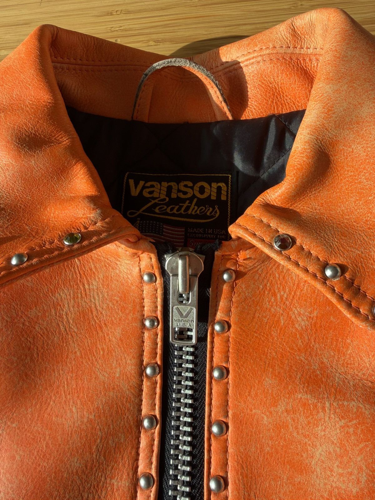 B.B. Simon × Supreme Supreme Vanson Leathers b.b. Simon Jacket Orange Size US M / EU 48-50 / 2 - 7 Thumbnail
