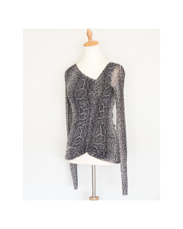 Jean Paul Gaultier Jean Paul Gaultier Grey Snake Print Mesh Top, Size M Size M / US 6-8 / IT 42-44 - 1 Thumbnail