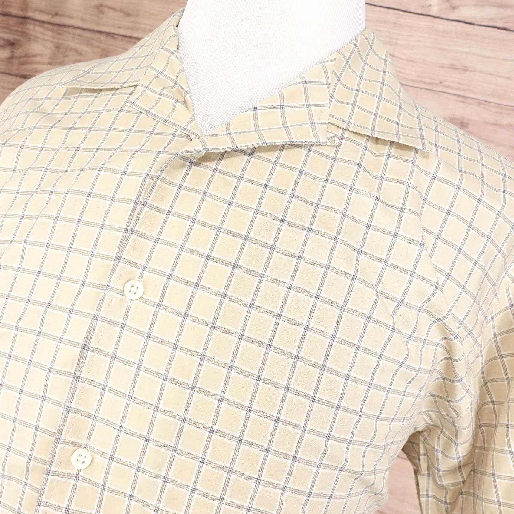 Cremieux DANIEL CREMIEUX Button-Up Shirt Mens L Regular Fit Short Sleeve Check Beige Size US L / EU 52-54 / 3 - 2 Thumbnail