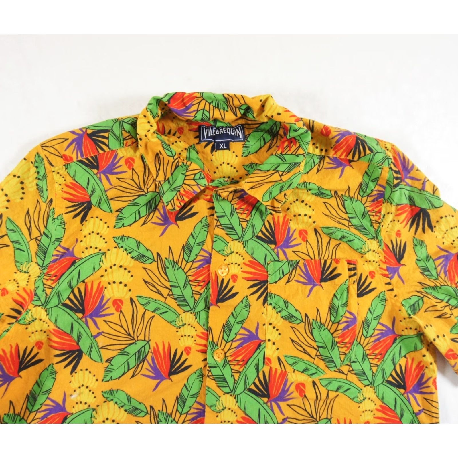 Vilebrequin Vilebrequin Button Down Shirt Mens XL Yellow Short Sleeve Casual Outdoor Size US XL / EU 56 / 4 - 2 Thumbnail
