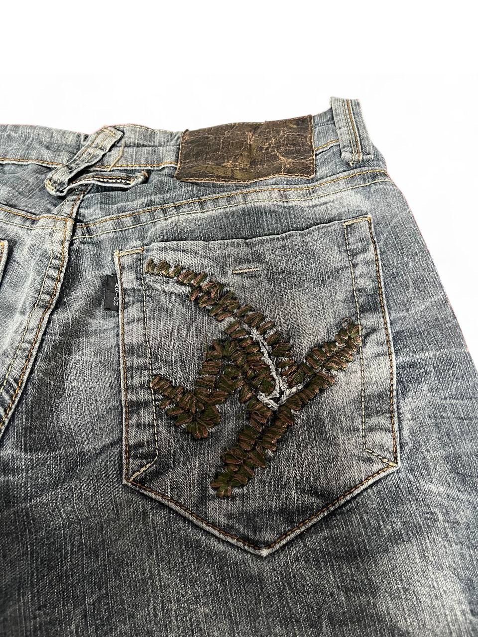 Japanese Brand Flared Aston Jeans distressed thrashed ripped thunder lgb Size US 29 - 7 Thumbnail
