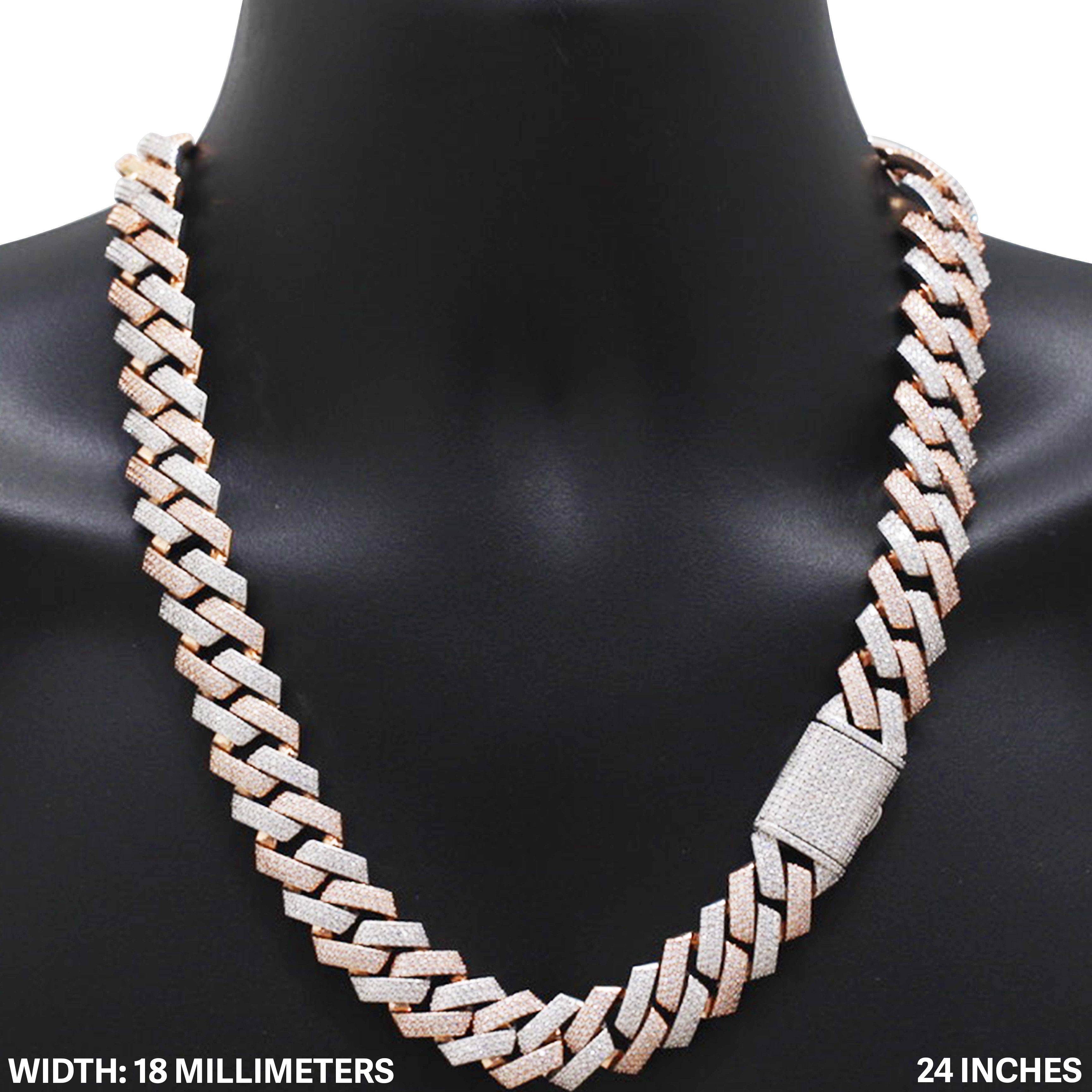 Other 14k White/Rose GP AAA CZ 18mm Cuban Chain Necklace 24” Size ONE SIZE - 1 Thumbnail
