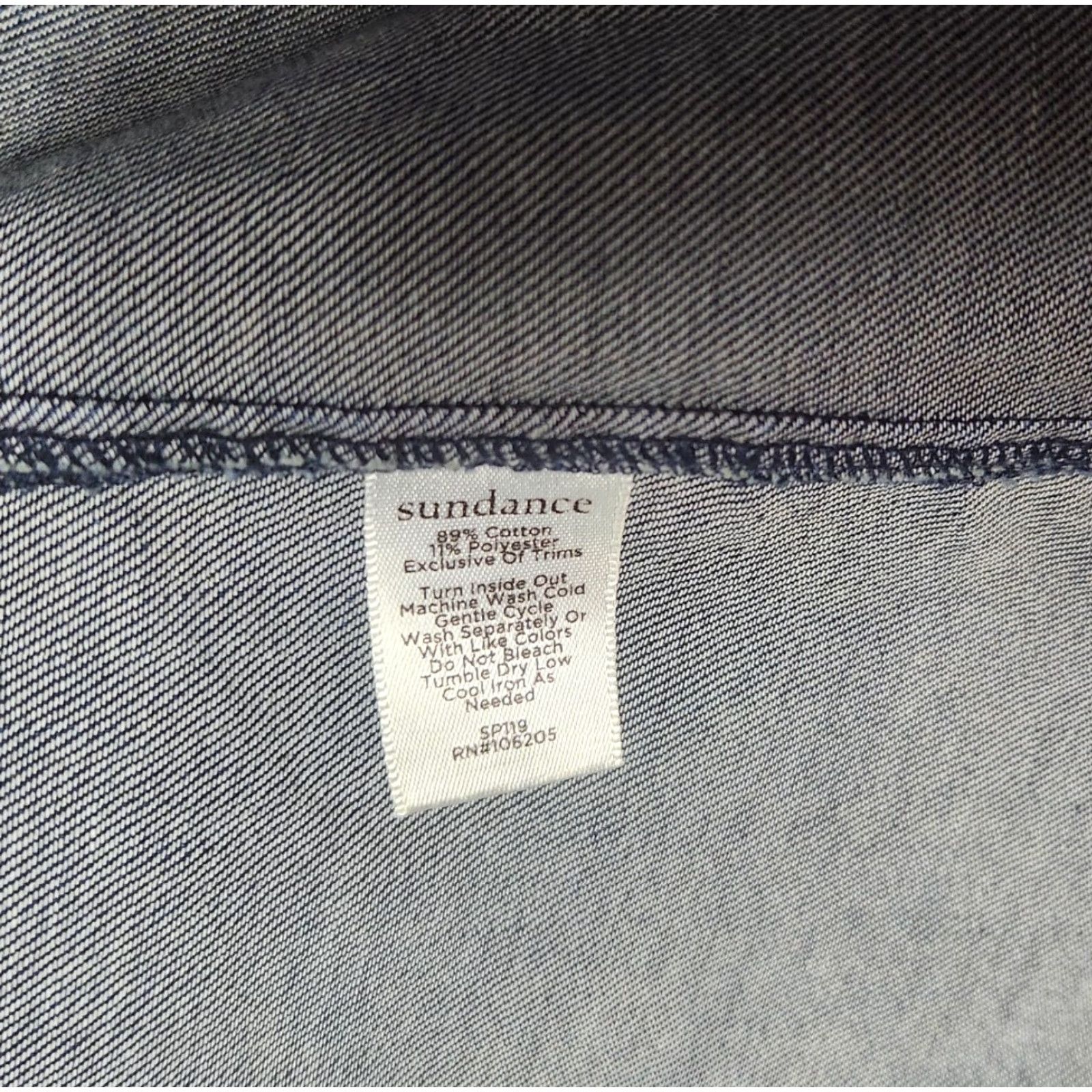 Vintage Sundance Tania Denim Dark Wash One Button Blazer-Size 10 Womens Blazer Denim Blue Bohemian Western Vintage-Style Jacket with Pockets Surgeon Cuffs Size L / US 10 / IT 46 - 6 Thumbnail