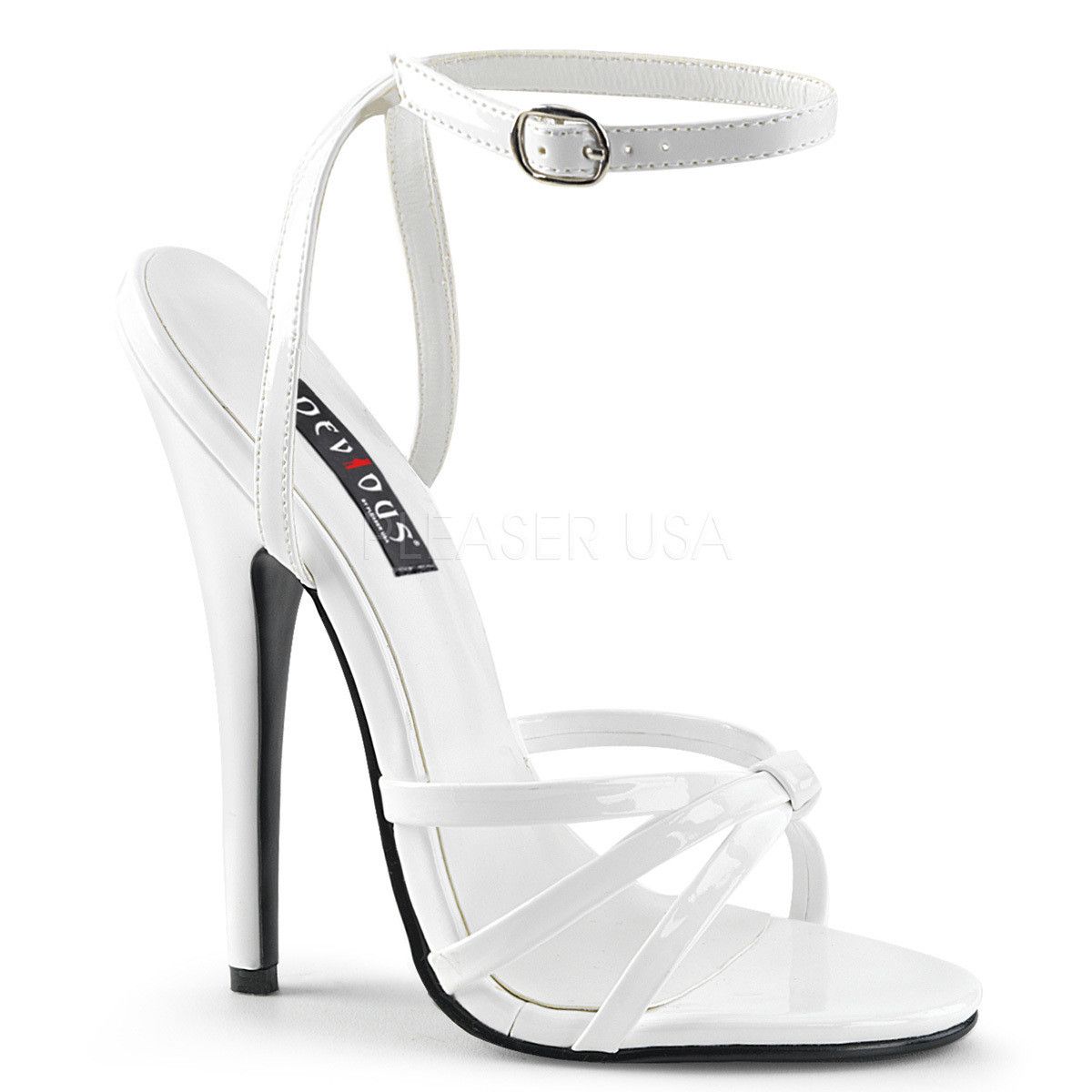 Other Domina 108 White Patent 6" Spiked Heels Ankle Strap Stiletto Size US 8 / IT 38 - 1 Thumbnail