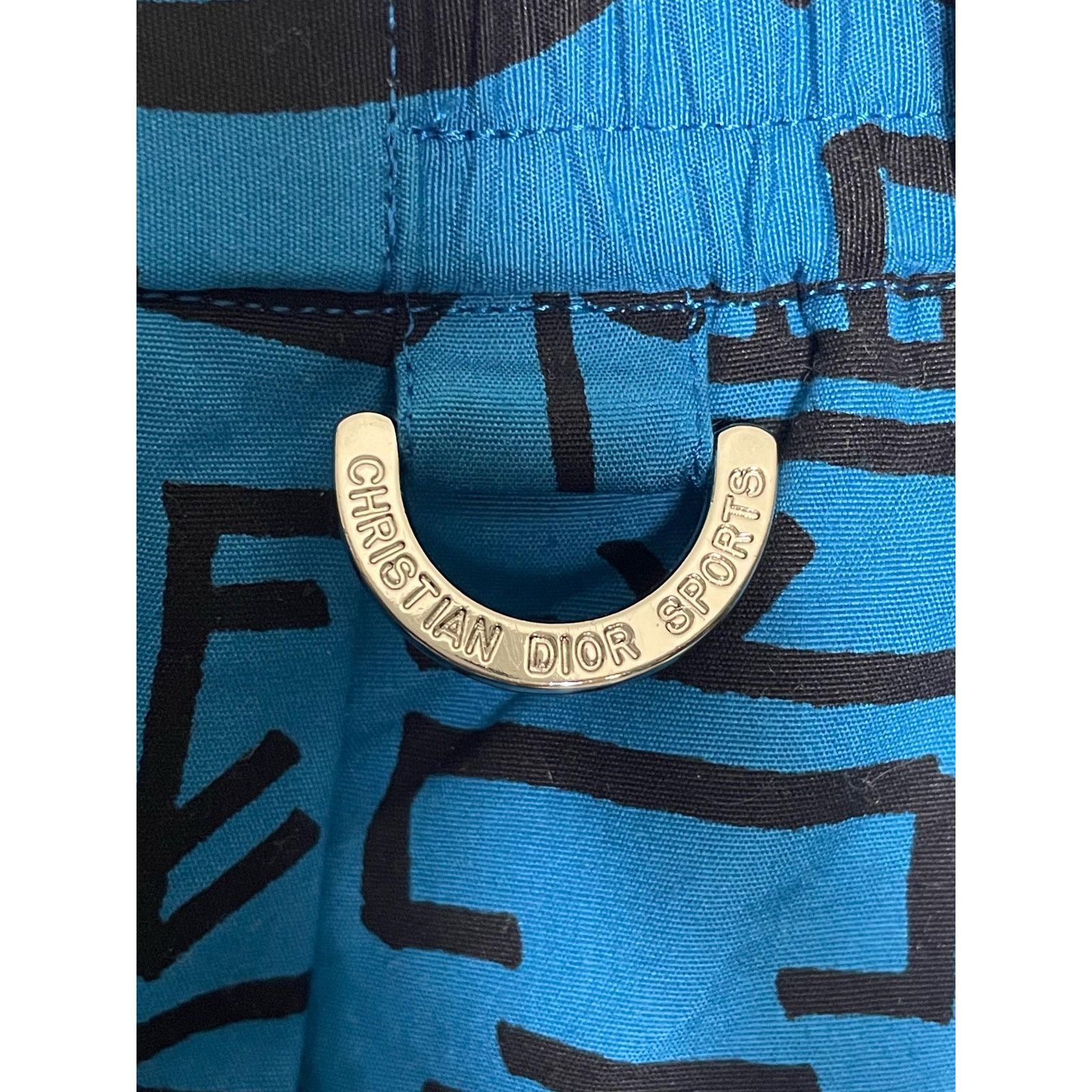 Vintage Christian Dior Sports Blue Geometric Pattern Shorts