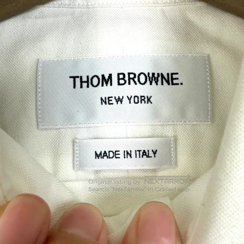 Thom Browne Thom Browne White classic double-sleeve striped shirt Size US L / EU 52-54 / 3 - 4 Thumbnail