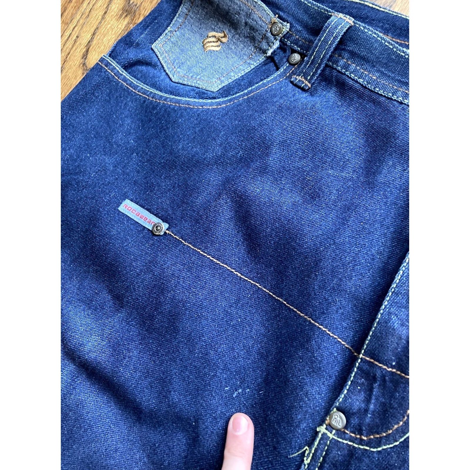 Rocawear VTG Rocawear Jeans Mens Size 44x34 Denim Blue 5-Pocket Regular Hip Hop Wide-Leg Y2K Baggy Linen Blend Statement Fit: Regular Men's Jeans Size US 44 / EU 60 - 5 Thumbnail