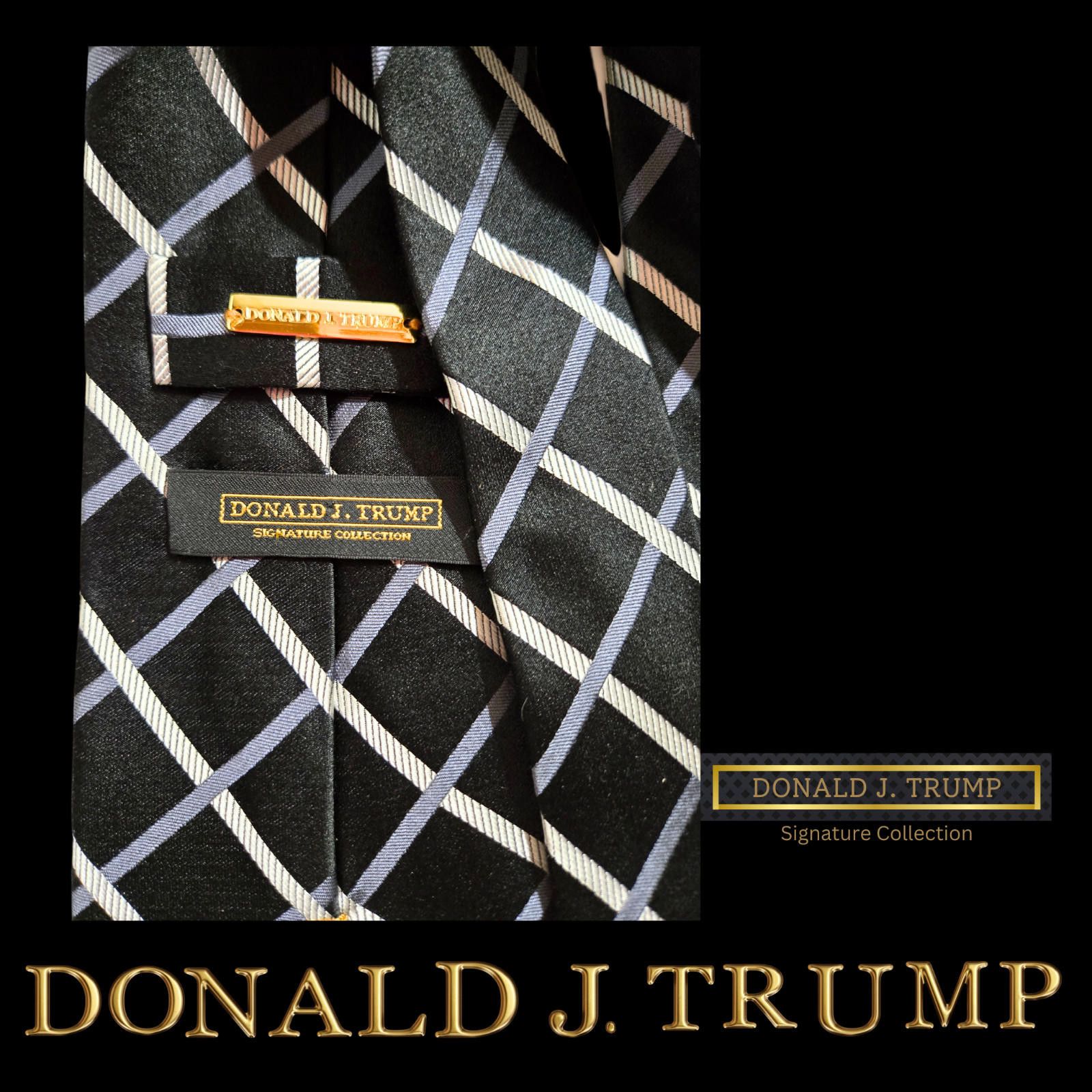 Designer NEW Donald Trump Necktie Black Silver Diamond Tie Gift Box Size ONE SIZE - 3 Thumbnail