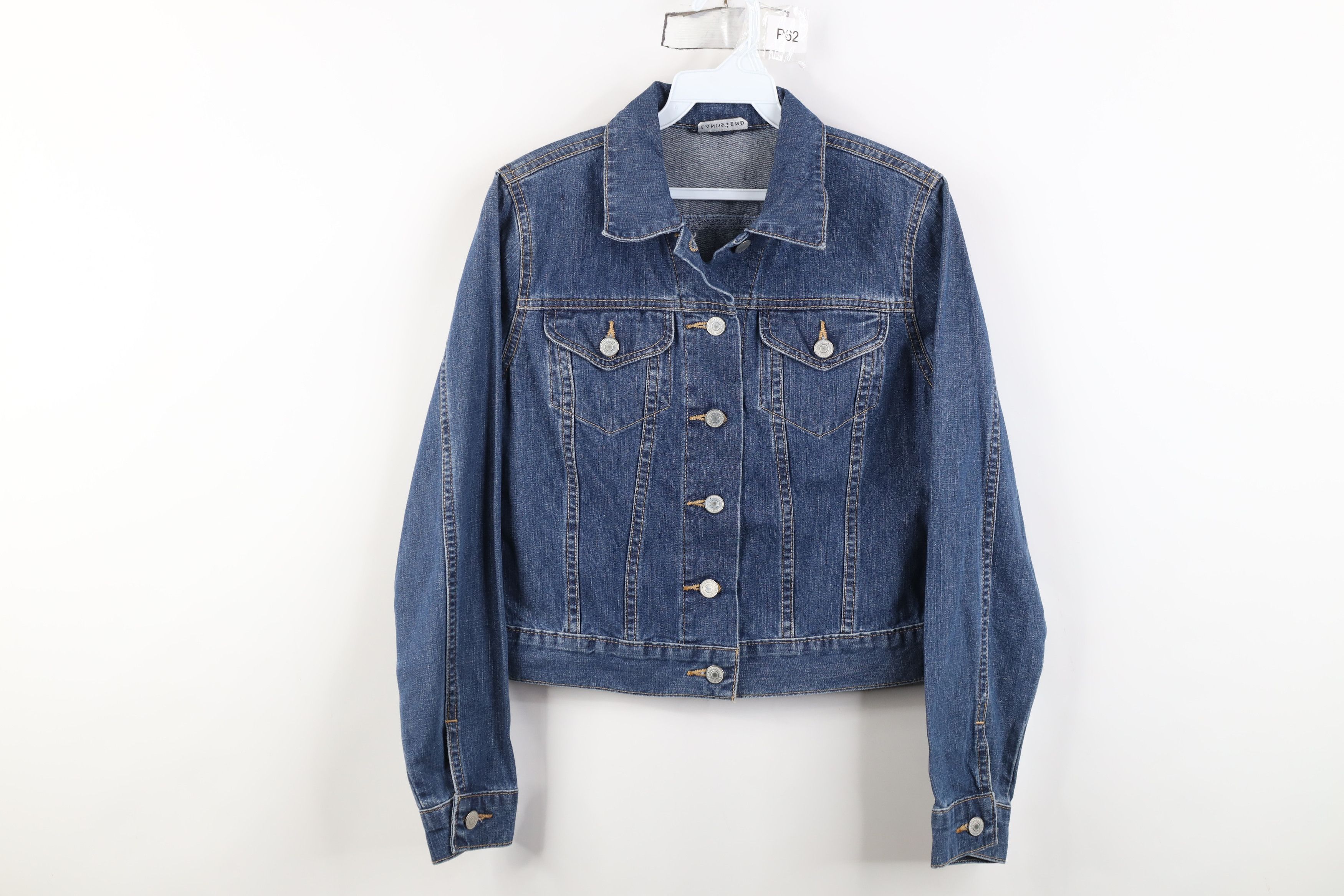 Lands' End Vintage 90s Y2K Lands End Babydoll Denim Jean Trucker Jacket Size XS / US 0-2 / IT 36-38 - 1 Thumbnail