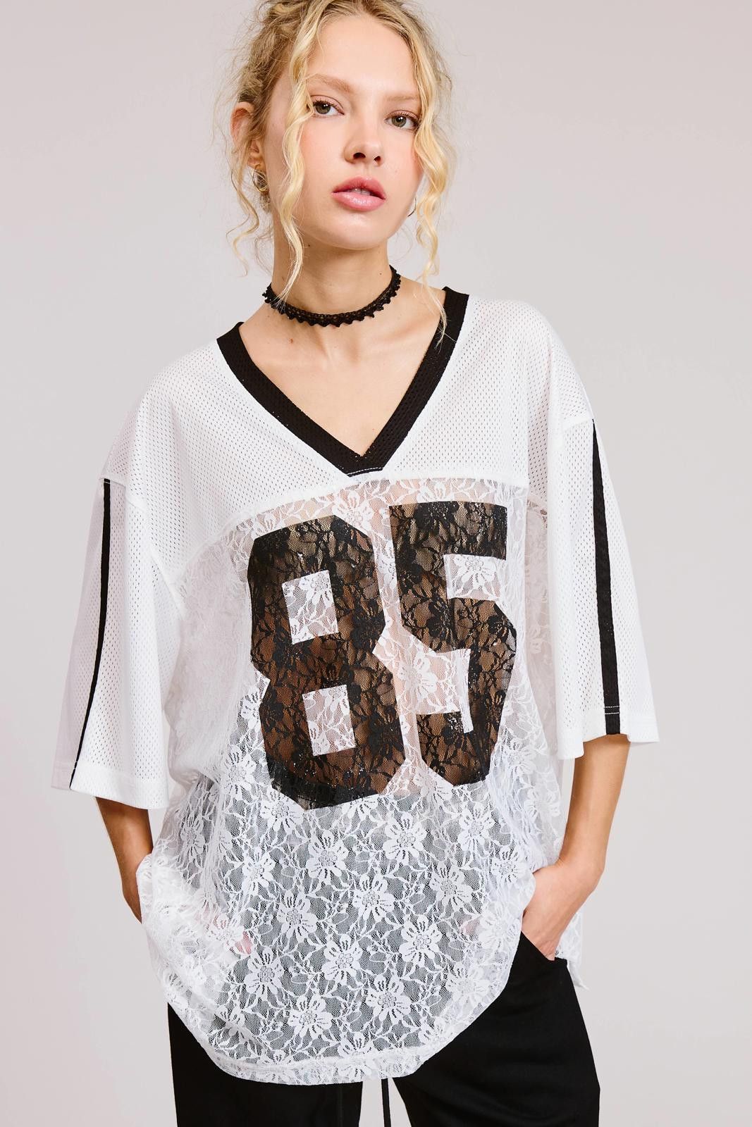 Other Sporty Chic Lace Number 85 Graphic Jersey Restocked!! Size S / US 4 / IT 40 - 4 Thumbnail