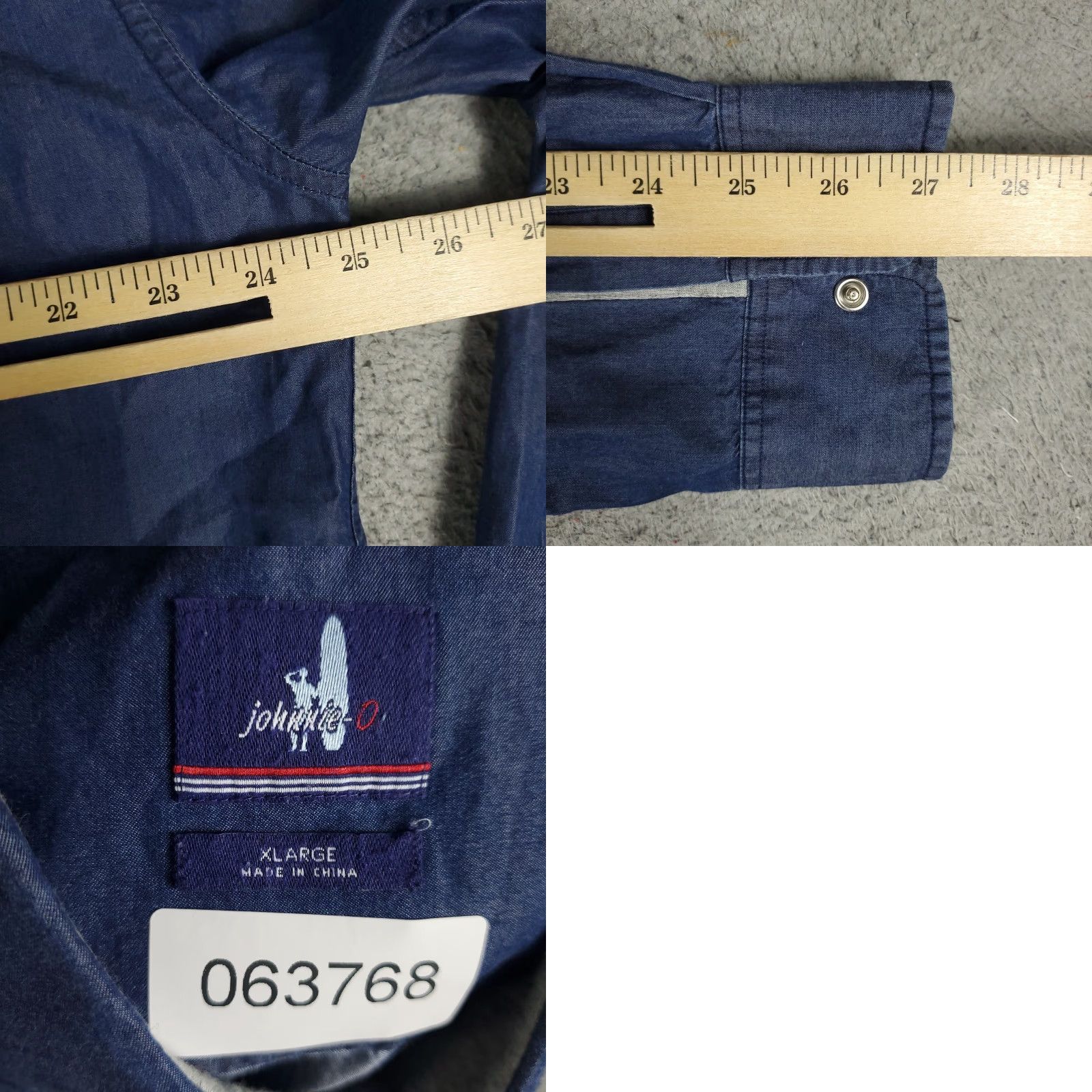 johnnie-O Johnnie-O Shirt Men's XL Blue Button-Up Long Sleeve Solid Cotton Blend Mens Size US XL / EU 56 / 4 - 8 Thumbnail