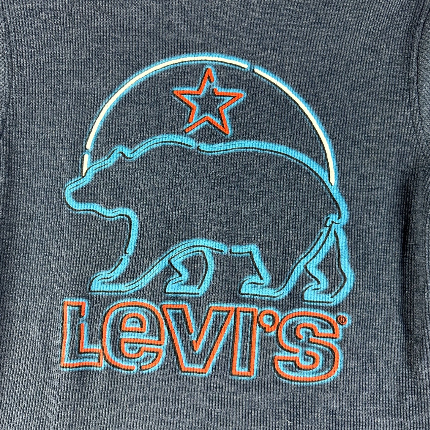 Levi's Levis Shirt Mens S Pullover Blue Cotton Thermal Knit Long Sleeve Crew Tee Size US S / EU 44-46 / 1 - 3 Thumbnail
