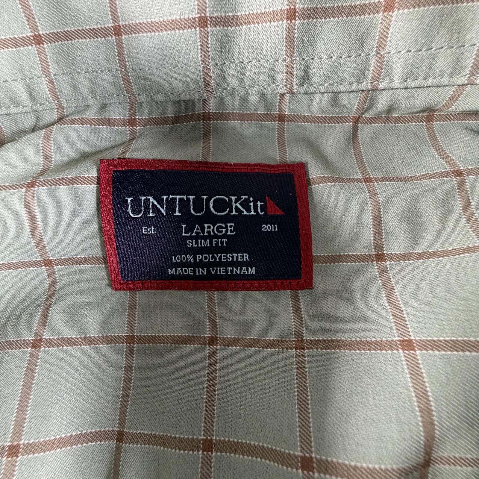UNTUCKit Untuckit Shirt Men's L Green Slim Fit Stripe Size US L / EU 52-54 / 3 - 2 Thumbnail