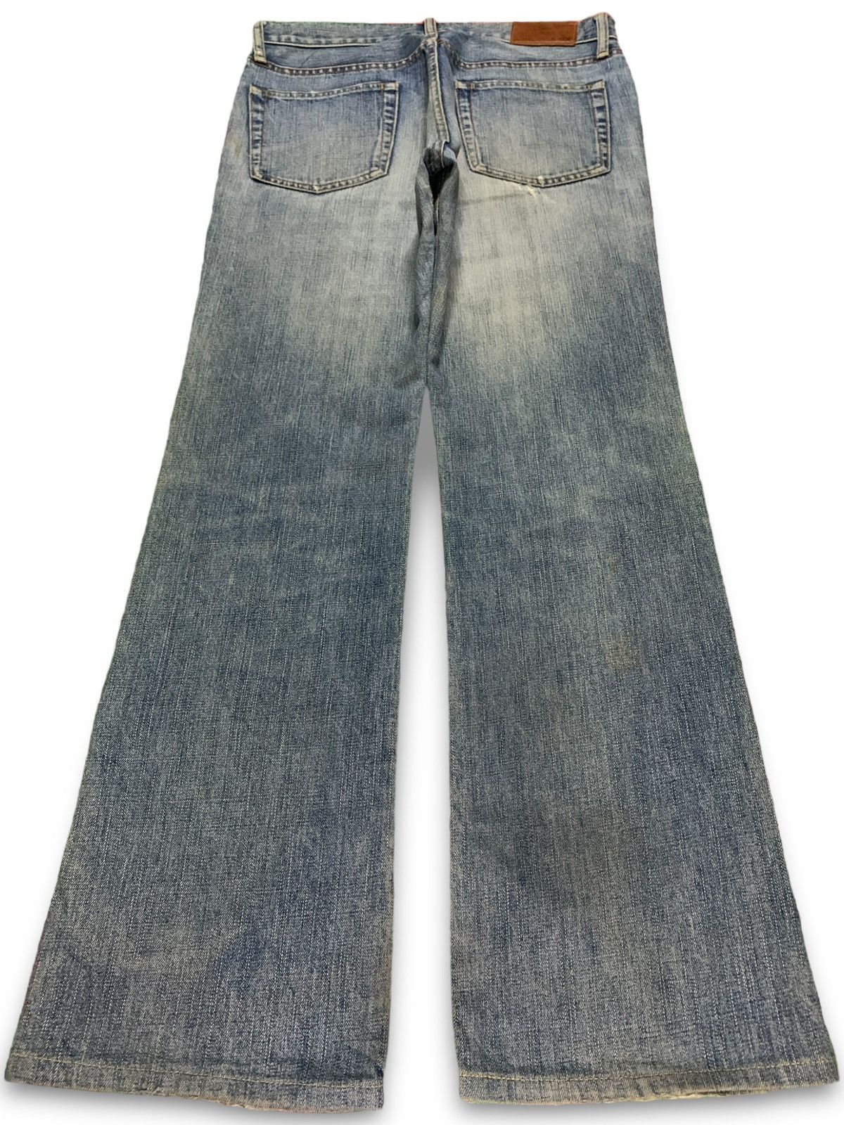 Japanese Brand × Uniqlo Vintage Japanese Uniqlo Blue Wash Distressed Flare Jeans Size US 33 - 2 Thumbnail