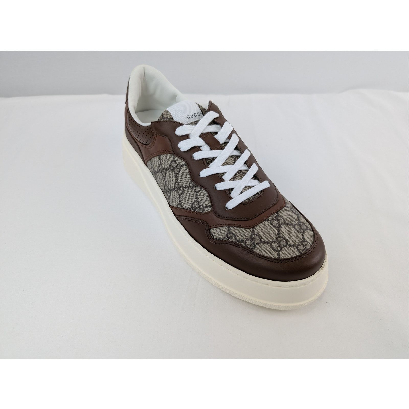 Gucci o1rshd1 GG Supreme leather-trimmed chunky sneakers in Brown Size US 12.5 / EU 45-46 - 3 Thumbnail