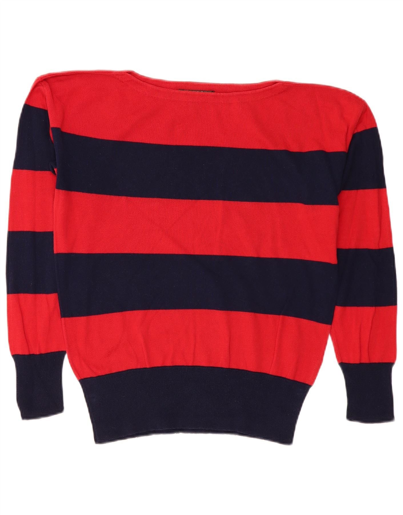 Ralph Lauren Womens Boat Neck Jumper Sweater UK 14 Medium Navy Blue Strip Size M / US 6-8 / IT 42-44 - 1 Thumbnail
