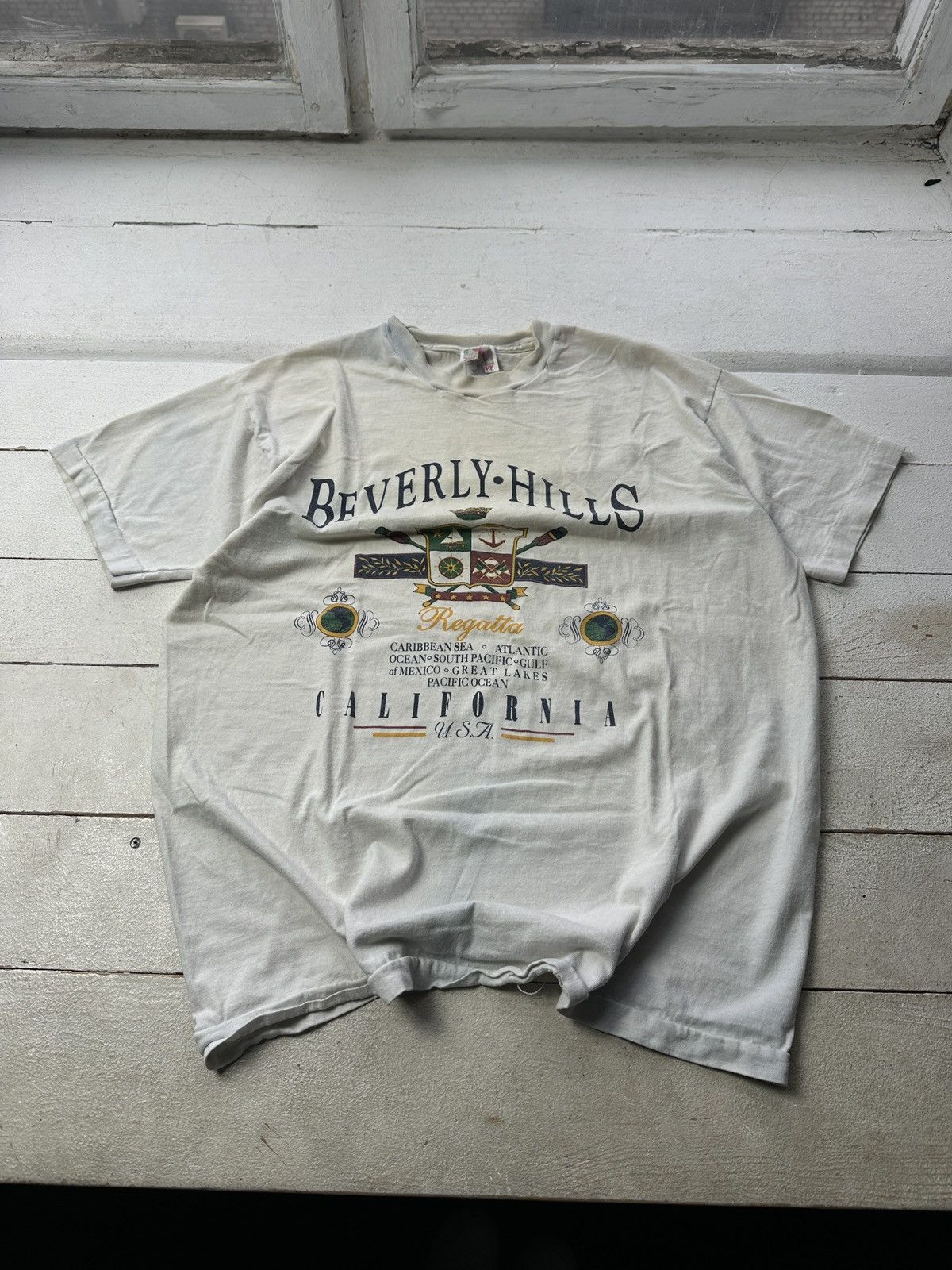 Vintage VNTG🚨 BEVERLY HILLS CALIFORNIA SINGLE STITCH USA Tee Shirt Size US XL / EU 56 / 4 - 1 Thumbnail