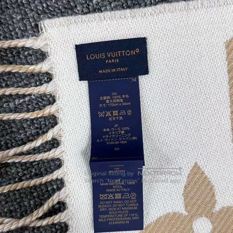 Louis Vuitton Louis Vuitton Khaki Reversible Full Print Scarf Size ONE SIZE - 4 Thumbnail