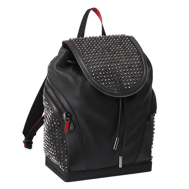 image of Christian Louboutin Leather Backpack Rucksack Shoulder Bag Crossbody Black, Women's
