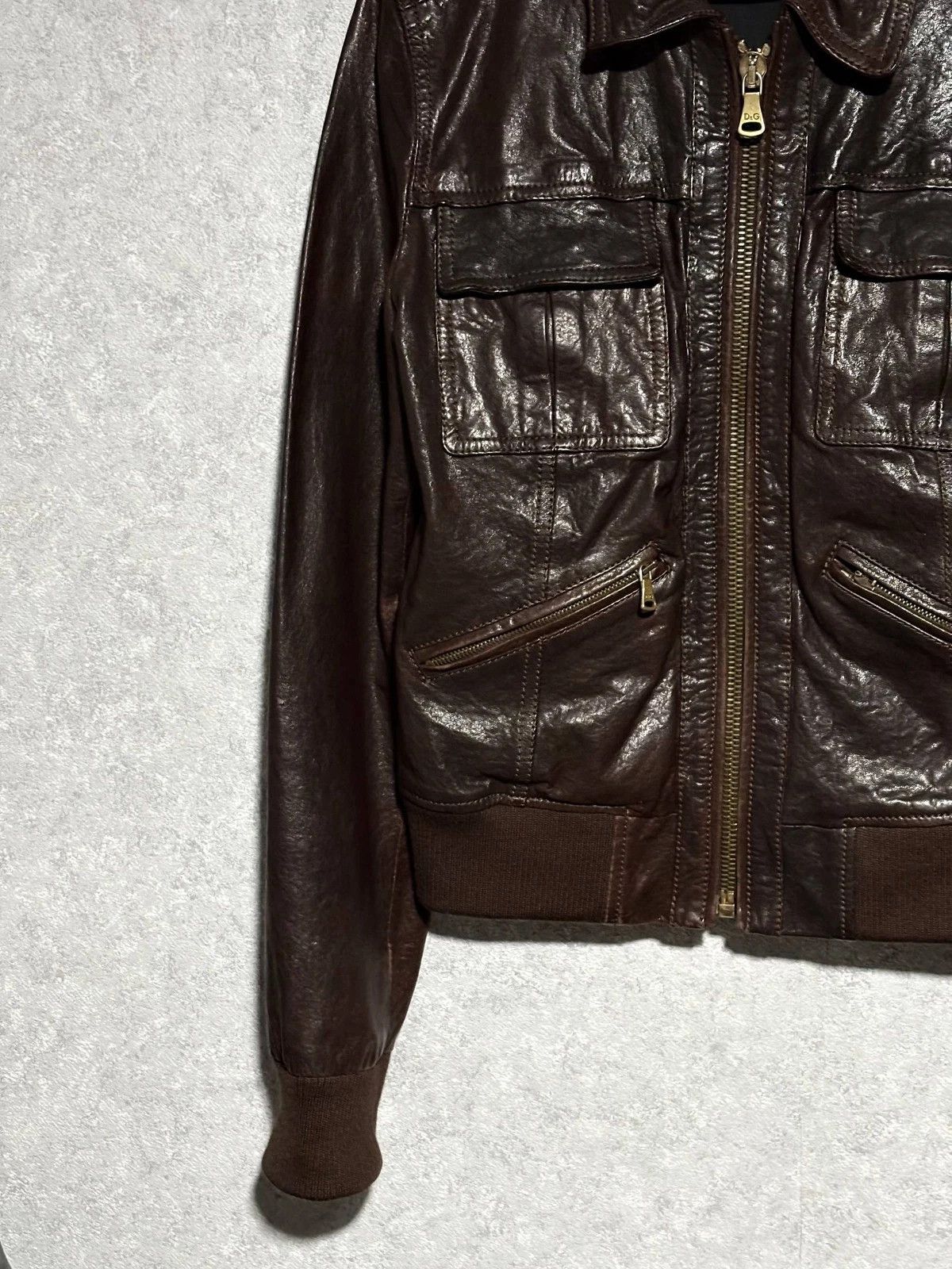 Dolce & Gabbana RARE Vintage Dolce&Gabbana Brown Leather Cargo Bomber Jacket Size M / US 6-8 / IT 42-44 - 6 Thumbnail