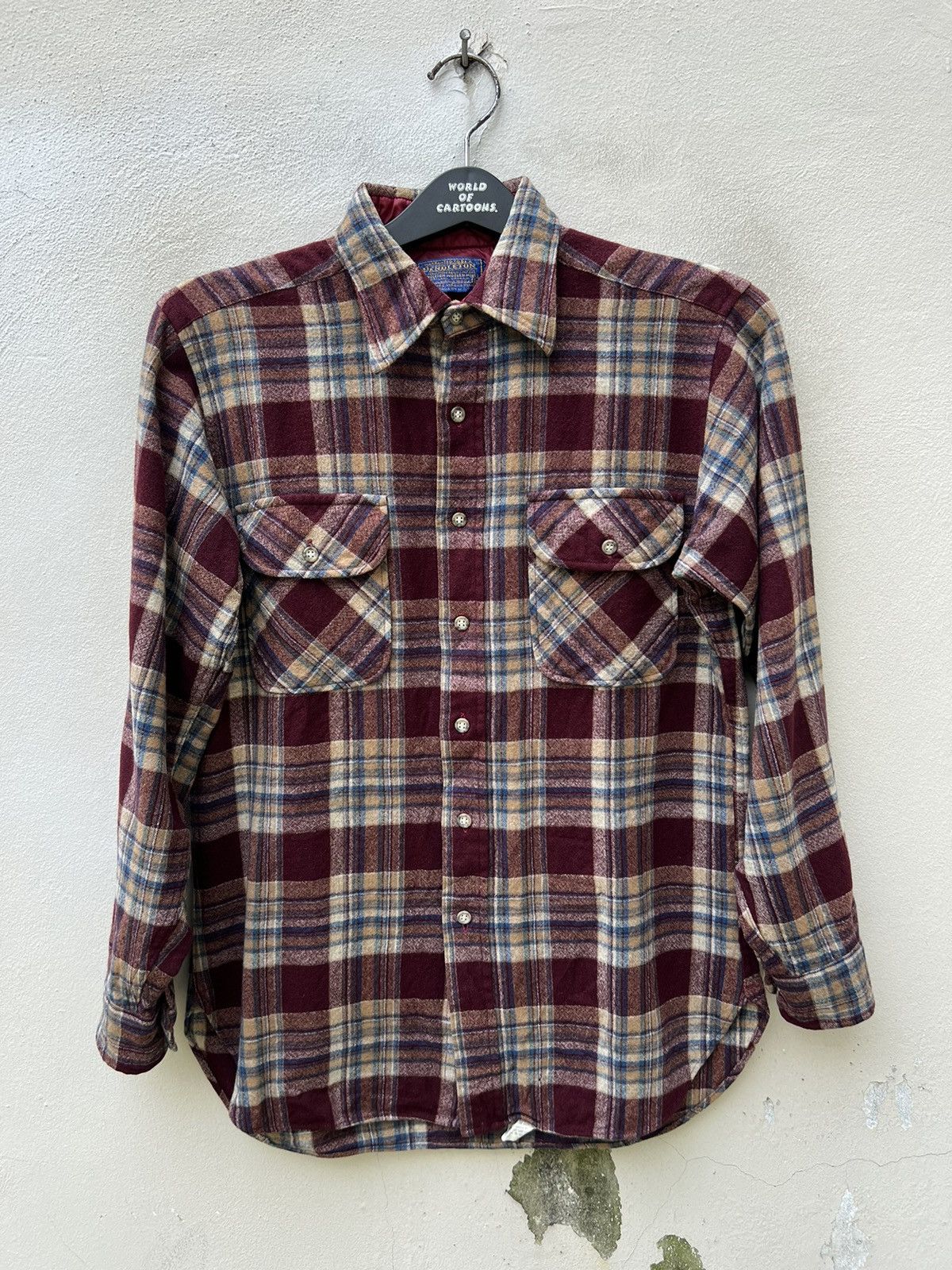 Flannel Vintage 70s Pendleton Shadow Plaid Wool Flannel Shirt Size US M / EU 48-50 / 2 - 6 Thumbnail