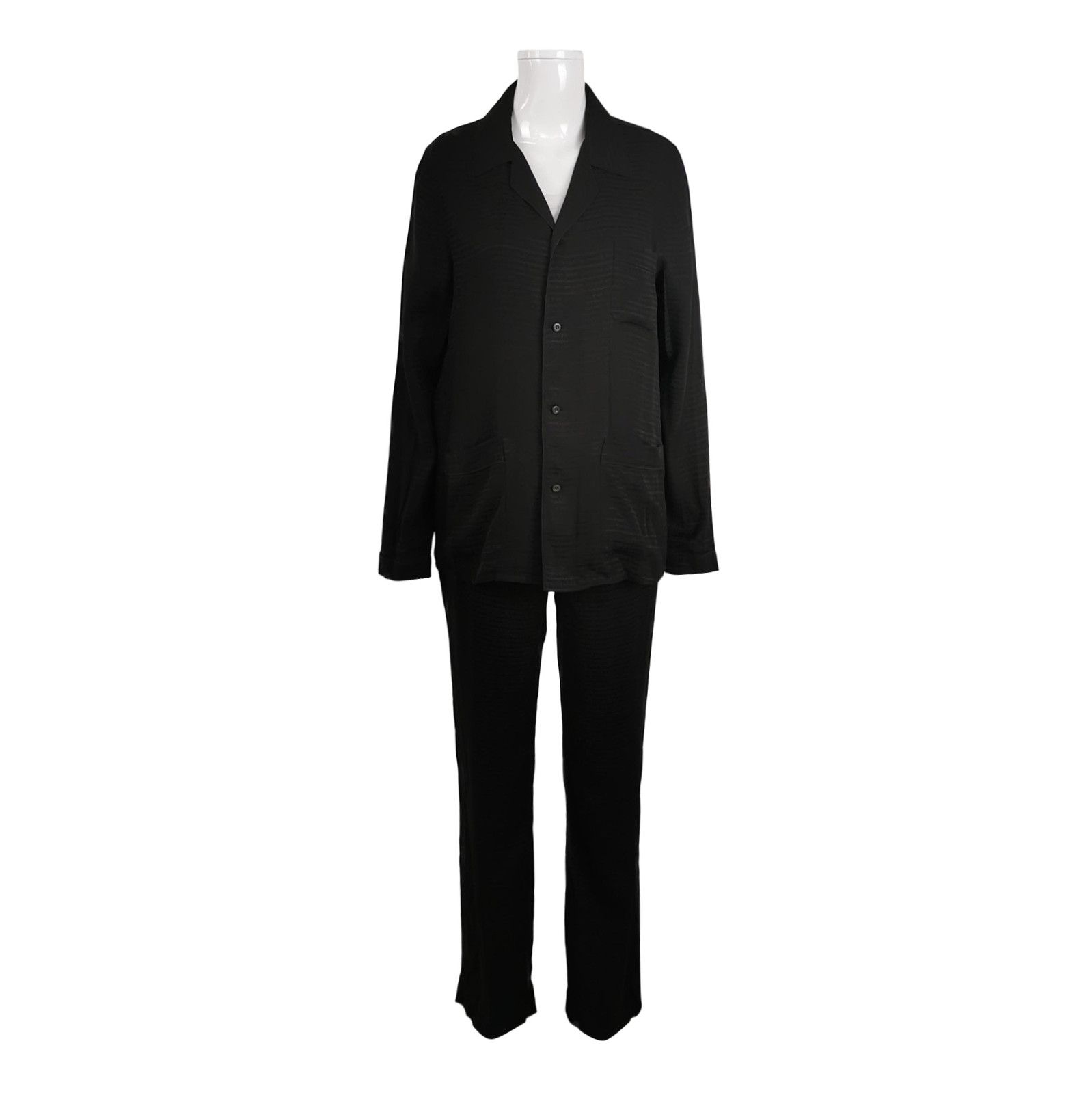 Prada Black Silk Letter Print Long Sleeve Set 0089