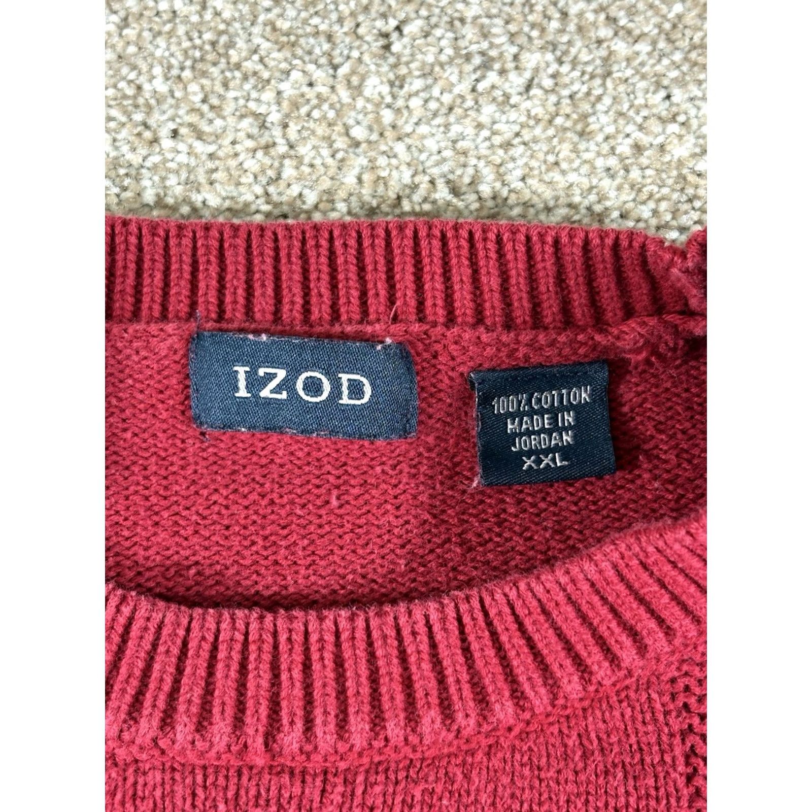 Izod VINTAGE Izod Sweater Red Cable Knit Preppy Heavy Fisherman Crewneck Men's XXL Knit Pullover 90s Crew Neck Cotton Casual Lightweight? Wait. Size US XXL / EU 58 / 5 - 3 Thumbnail