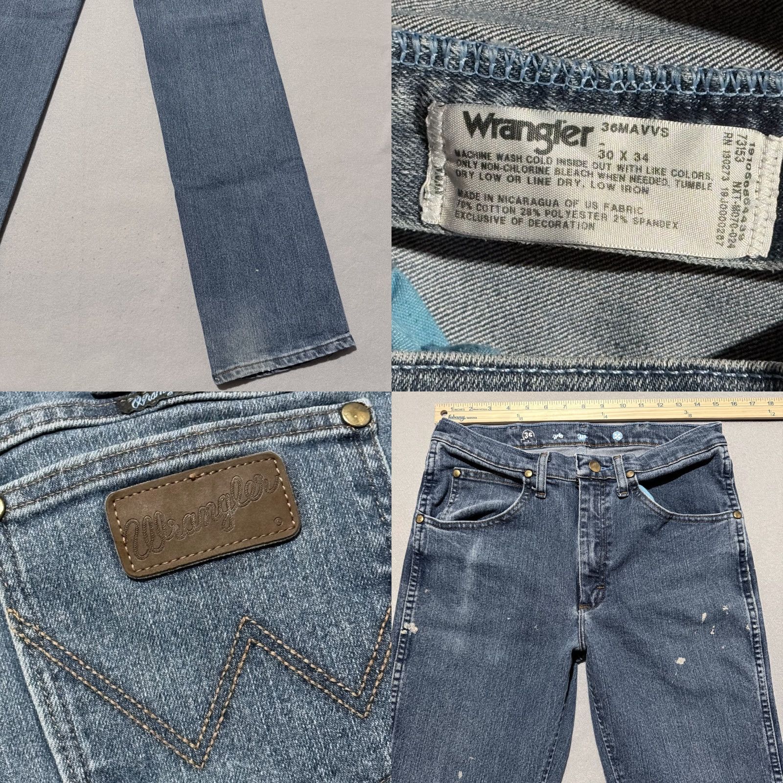 Wrangler Wrangler Cowboy Cut Jeans Men Blue Denim Paint Splatter Slim Fit Zip Fly - 30X34 Size US 30 / EU 46 - 8 Thumbnail