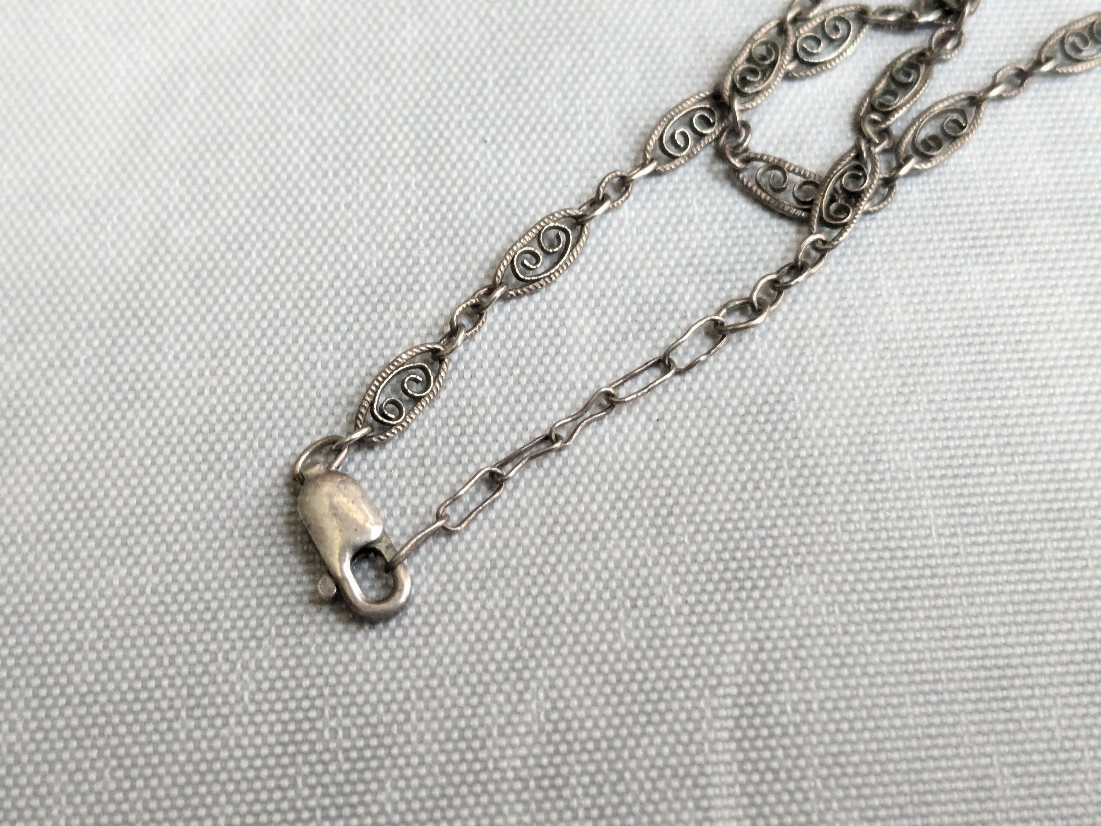 Jewelry Vintage Sterling Silver Necklace Anklet 20" Filigree Swirl Size ONE SIZE - 5 Thumbnail