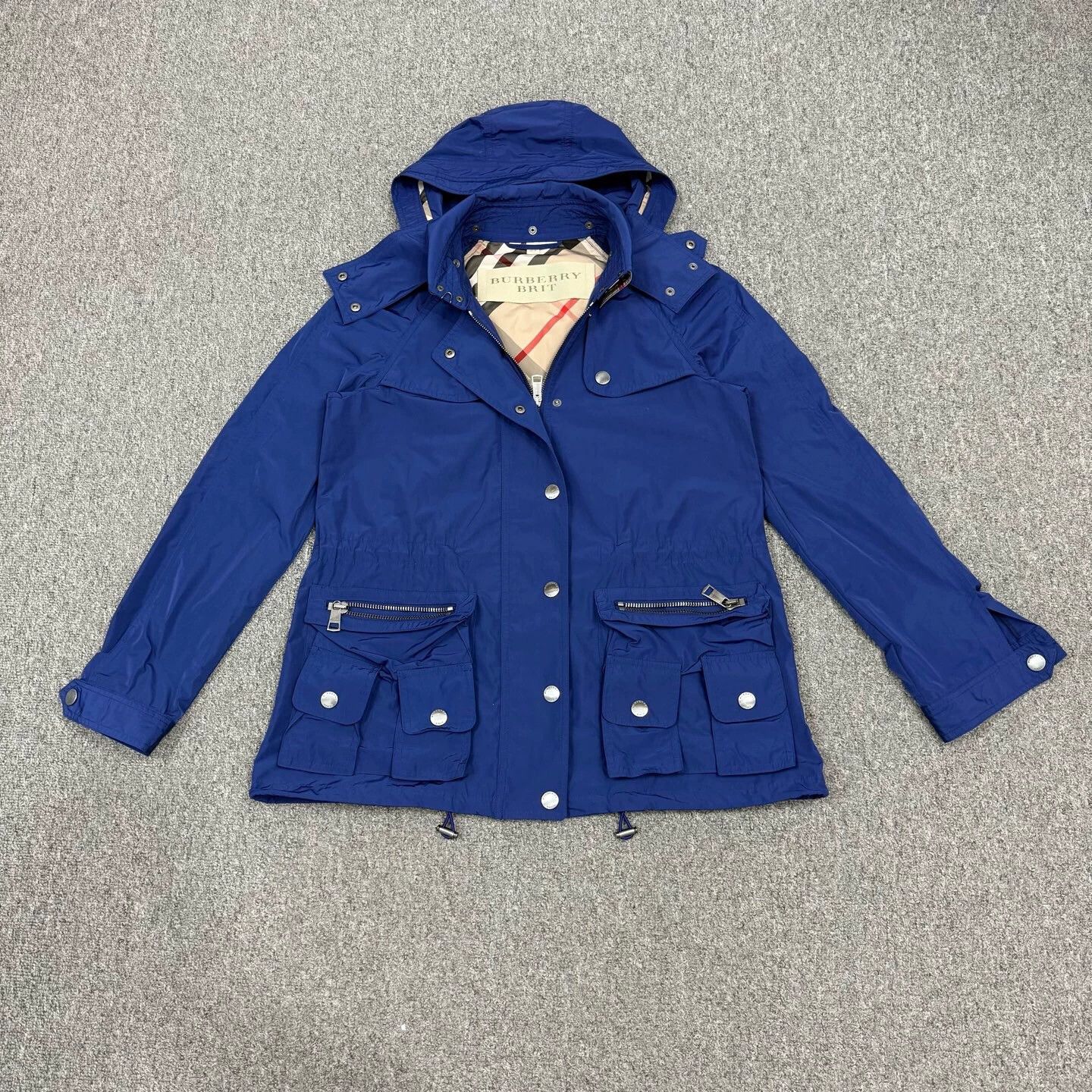 Burberry Burberry Blue Lined Check Wool Coat UK8 99% New Size S / US 4 / IT 40 - 1 Thumbnail
