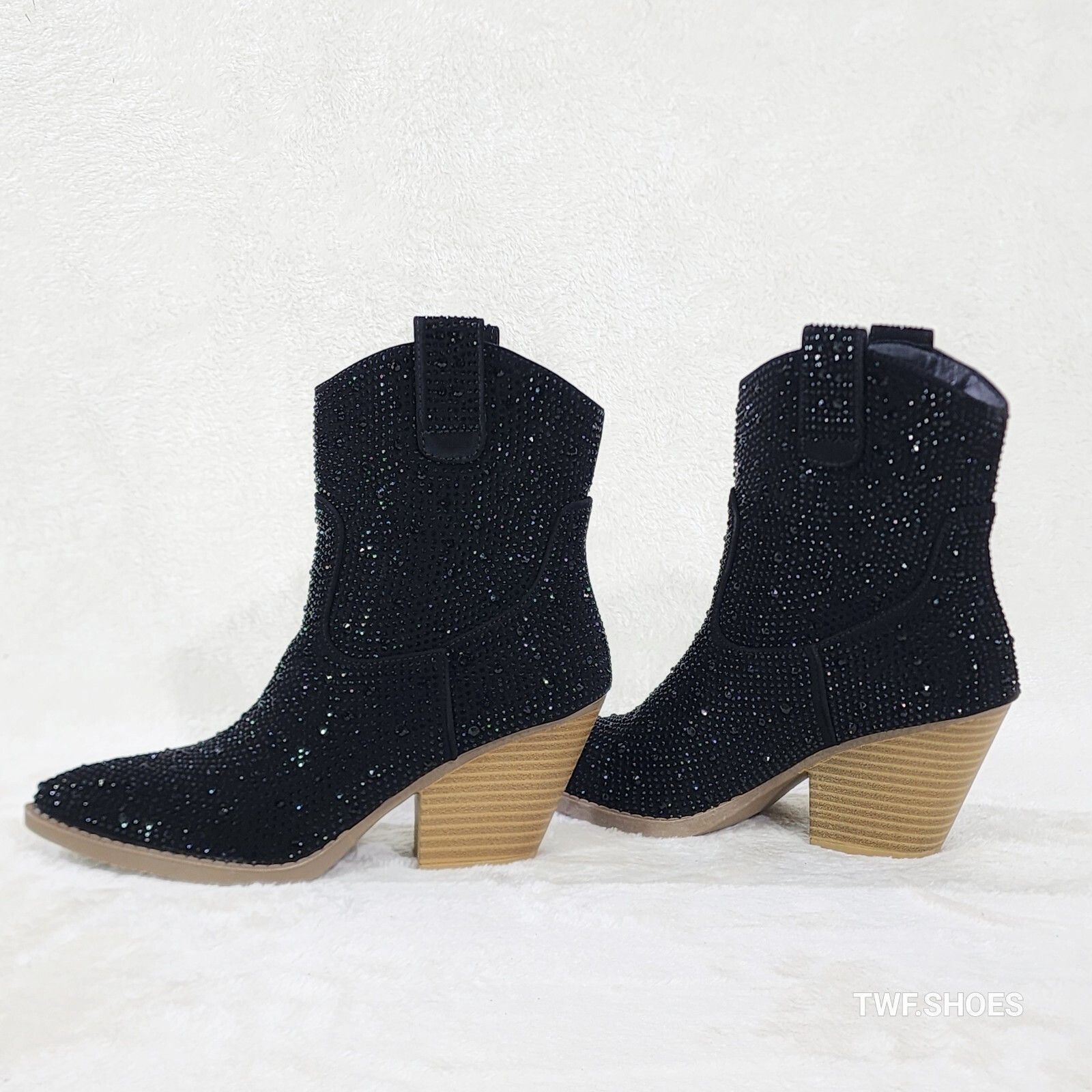 Other Dolly Charcoal Black Rhinestone Glitter Cowgirl Country Glam Size US 6 / IT 36 - 3 Thumbnail