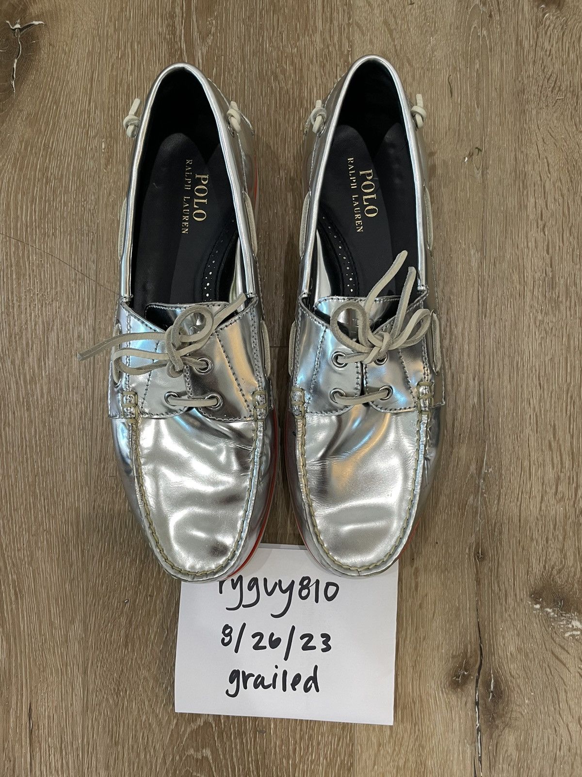 Polo Ralph Lauren Silver Metallic Boat Shoe