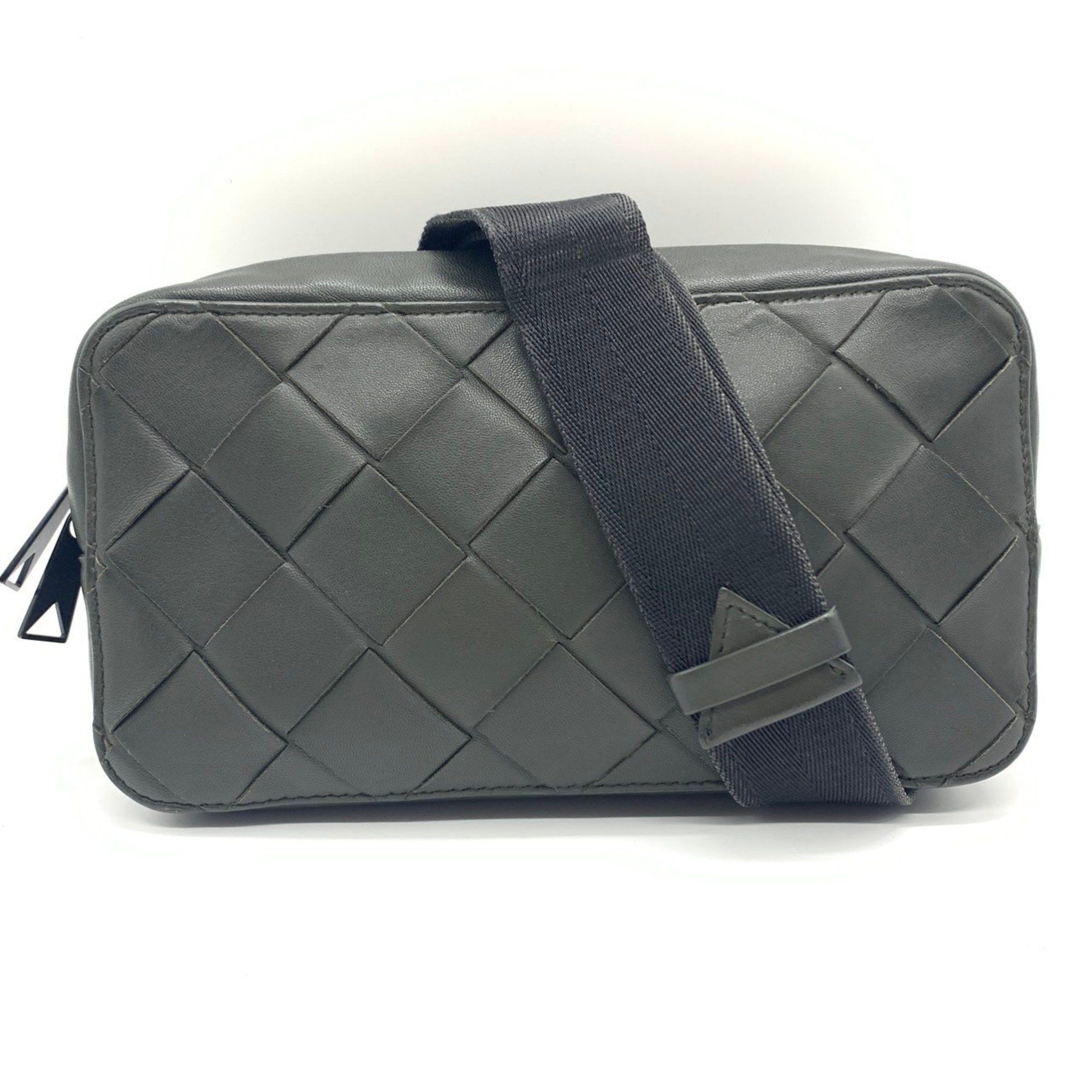 Bottega Veneta Intrecciato Body Bag Waist Pouch Dark Green Lamb