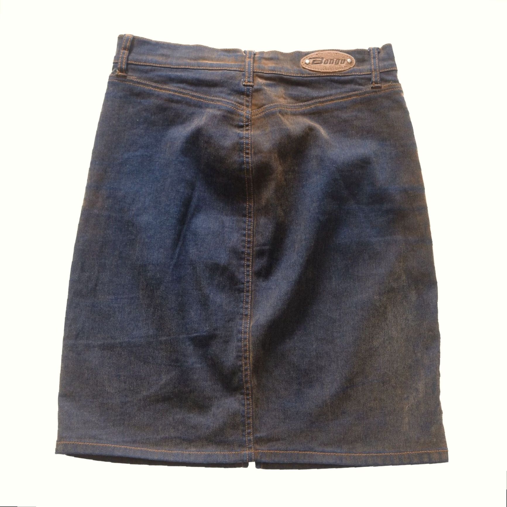 Vintage VINTAGE Bongo Jeans Skirt VTG 90s Y2K Retro Distressed Faded Korea Made Women SZ 3 Knee Length Blue Cotton Denim Pockets 28" Waist 19" Length Size 26" / US 2 / IT 38 - 2 Thumbnail