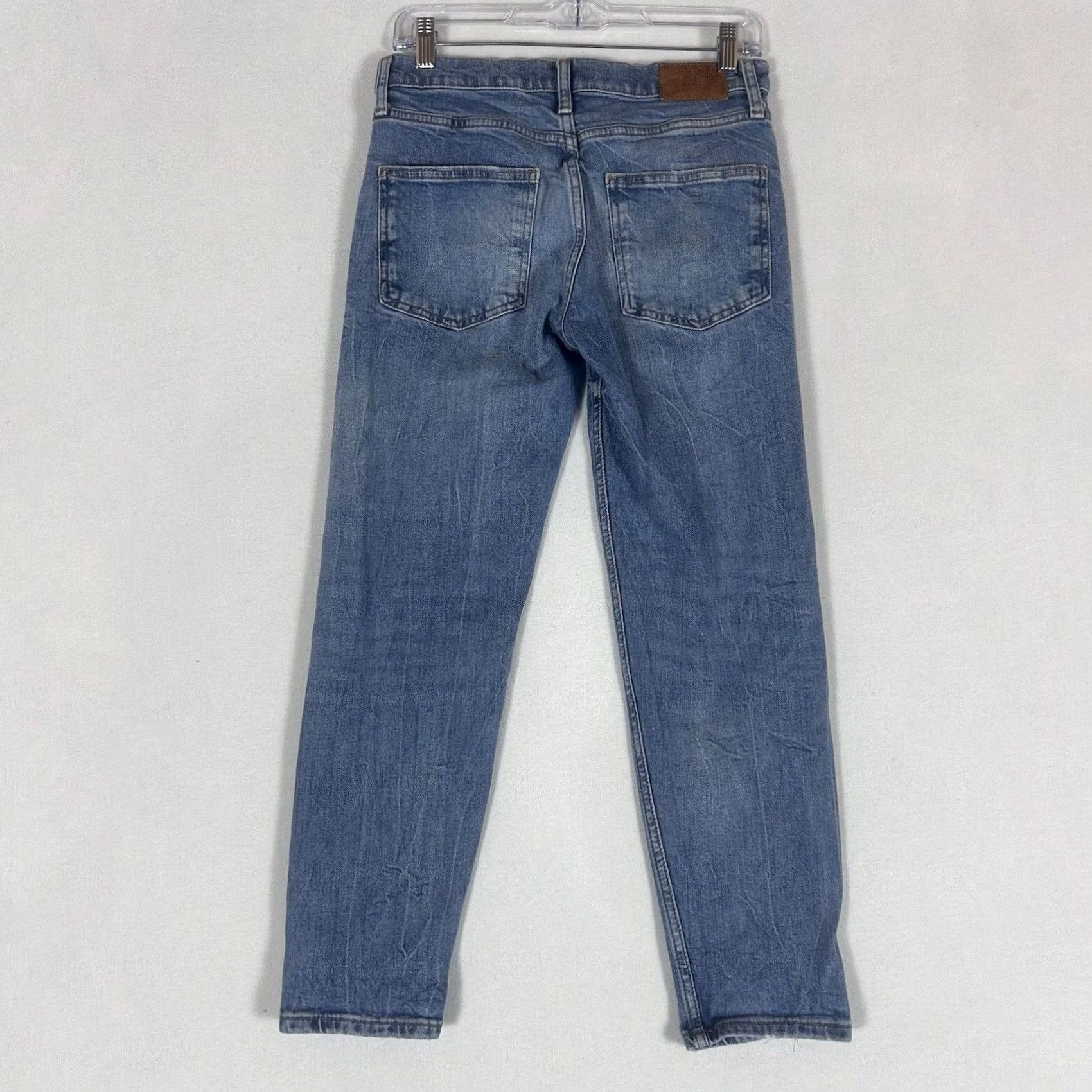 Zara Zara Skinny Jeans Womens 4 Blue Denim Light Wash Mid Rise Cropped Stretch Button Zip" Size 27" / US 4 / IT 40 - 5 Thumbnail