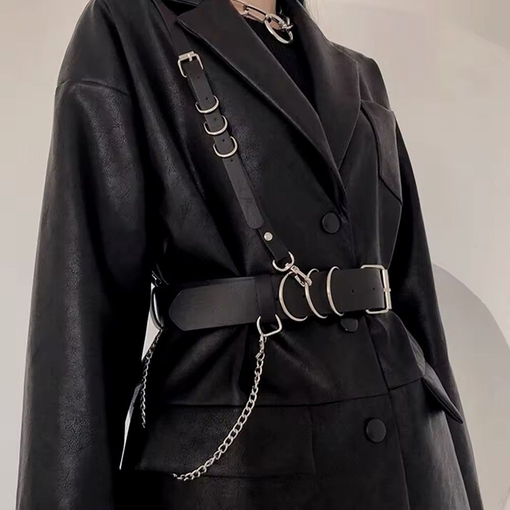 Other Black Pu Leather Harness Waist Belt Size ONE SIZE - 1 Thumbnail