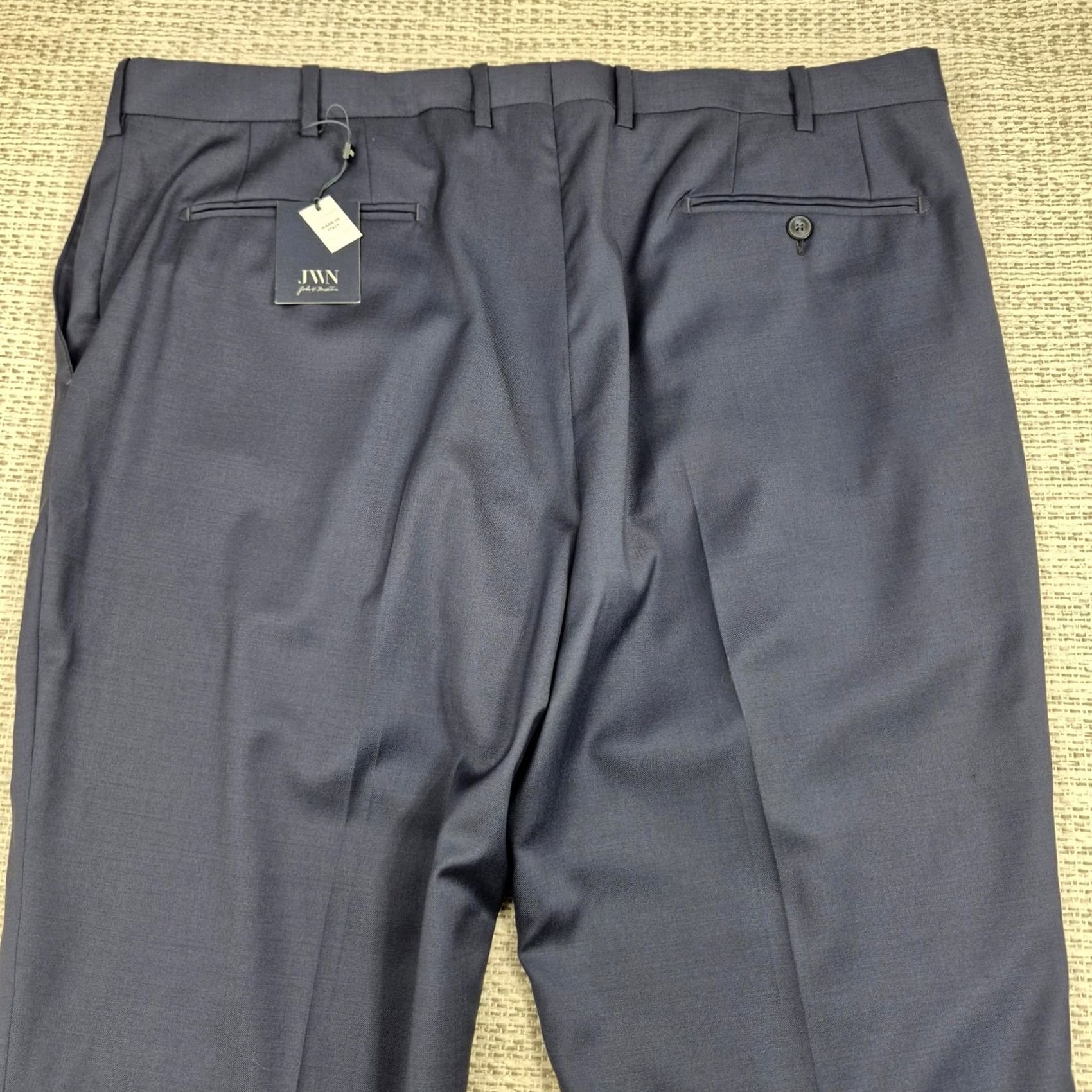 Vintage JWN Dress Pants Mens 42x31 Blue Wool Flat Front Classic Fit Made In Italy Size US 42 / EU 58 - 7 Thumbnail