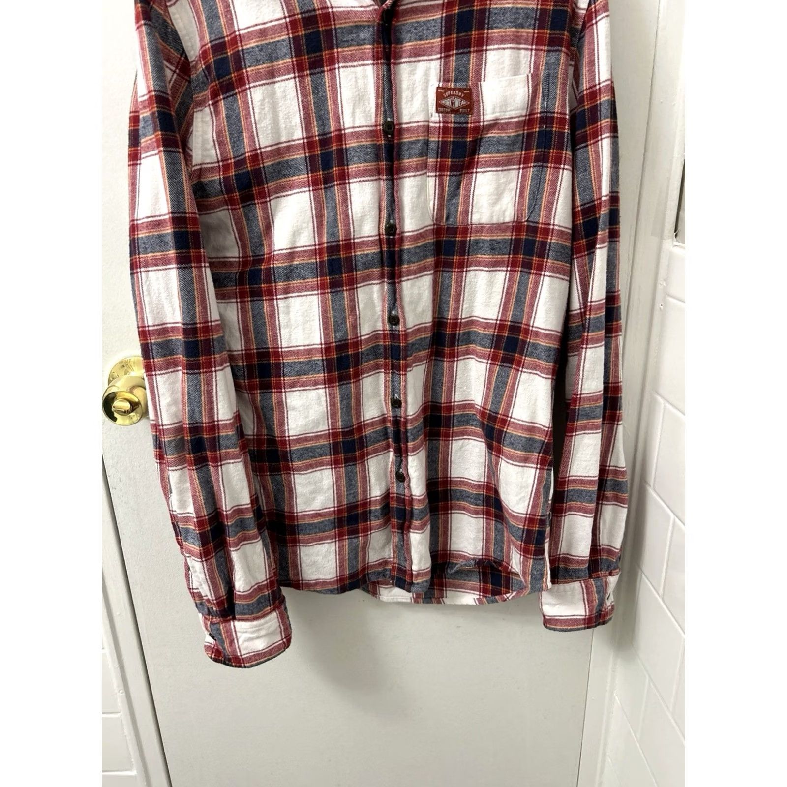 Superdry VINTAGE Superdry Shirt Mens M Red Flannel Plaid Button-Down Pocket L/S Size US M / EU 48-50 / 2 - 3 Thumbnail