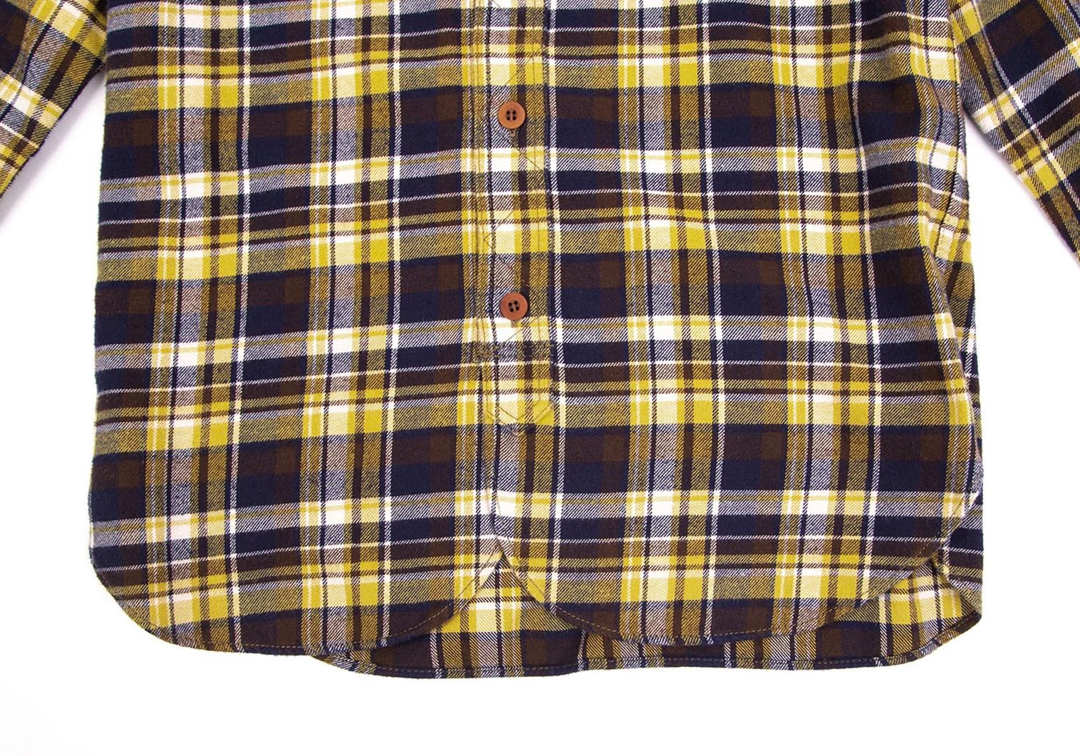 Junya Watanabe Checkered Flannel Shirt in Yellow, Navy, and Brown Size US XS / EU 42 / 0 - 8 Thumbnail