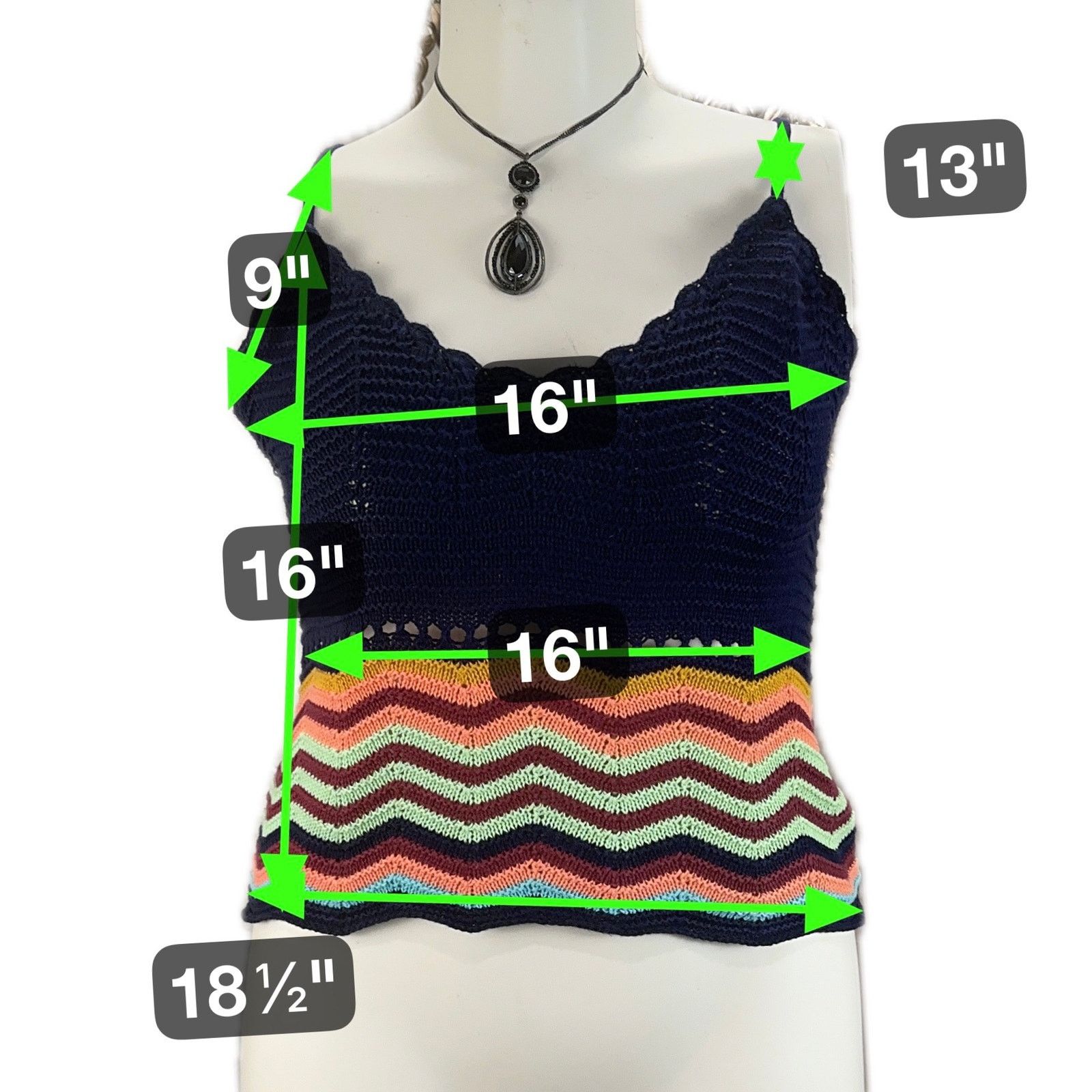 Mossimo Mossimo Chevron Crochet Knit Tank Top Small Festival Size S / US 4 / IT 40 - 10 Thumbnail