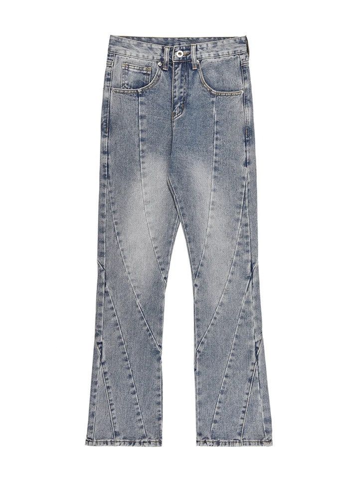 Japanese Brand × Vintage Spliced Flared Pants Mens Washed Distressed Denim Size US 33 - 3 Thumbnail