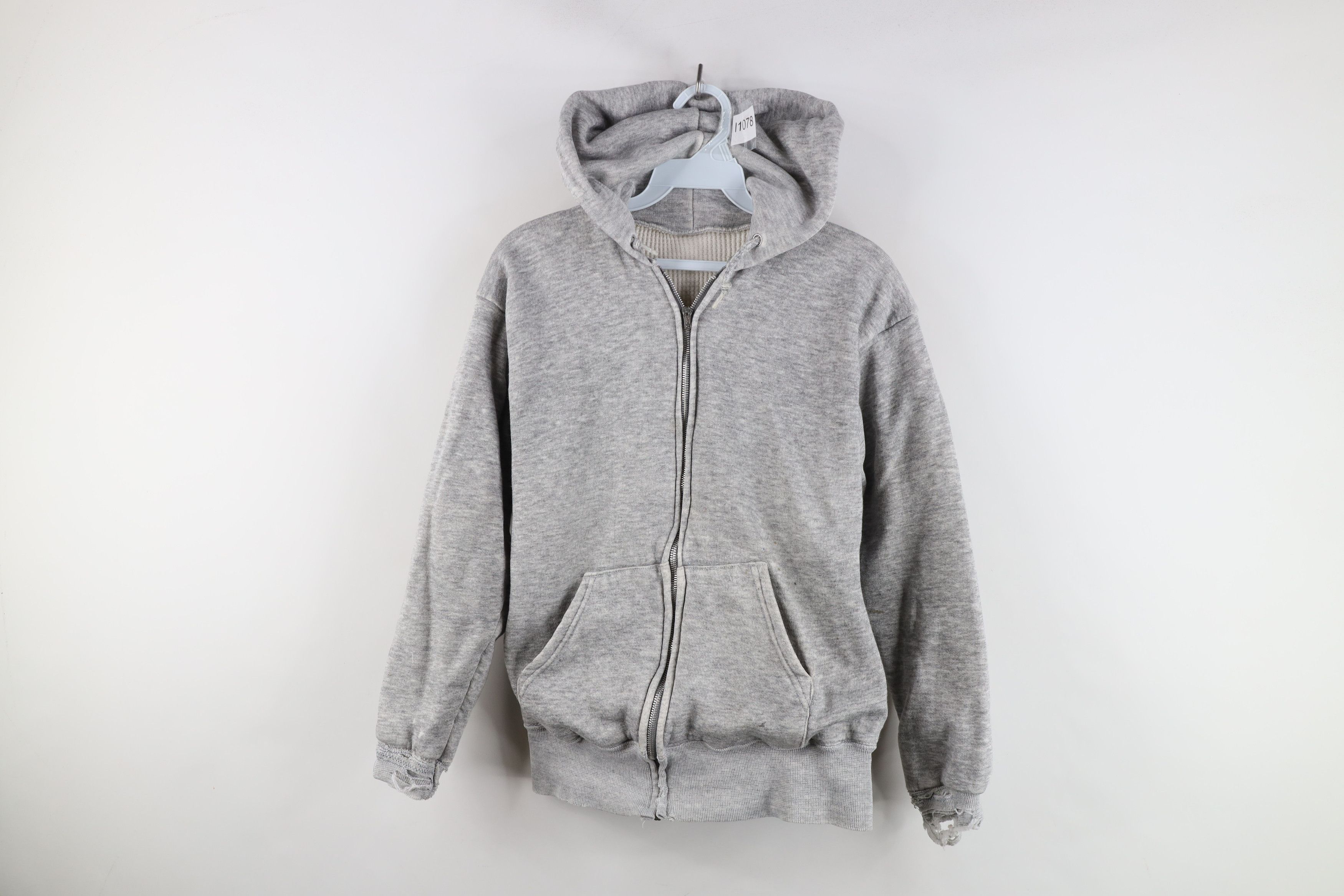 Vintage Vintage 70s Streetwear Lined Blank Triblend Hoodie USA Size M / US 6-8 / IT 42-44 - 1 Thumbnail