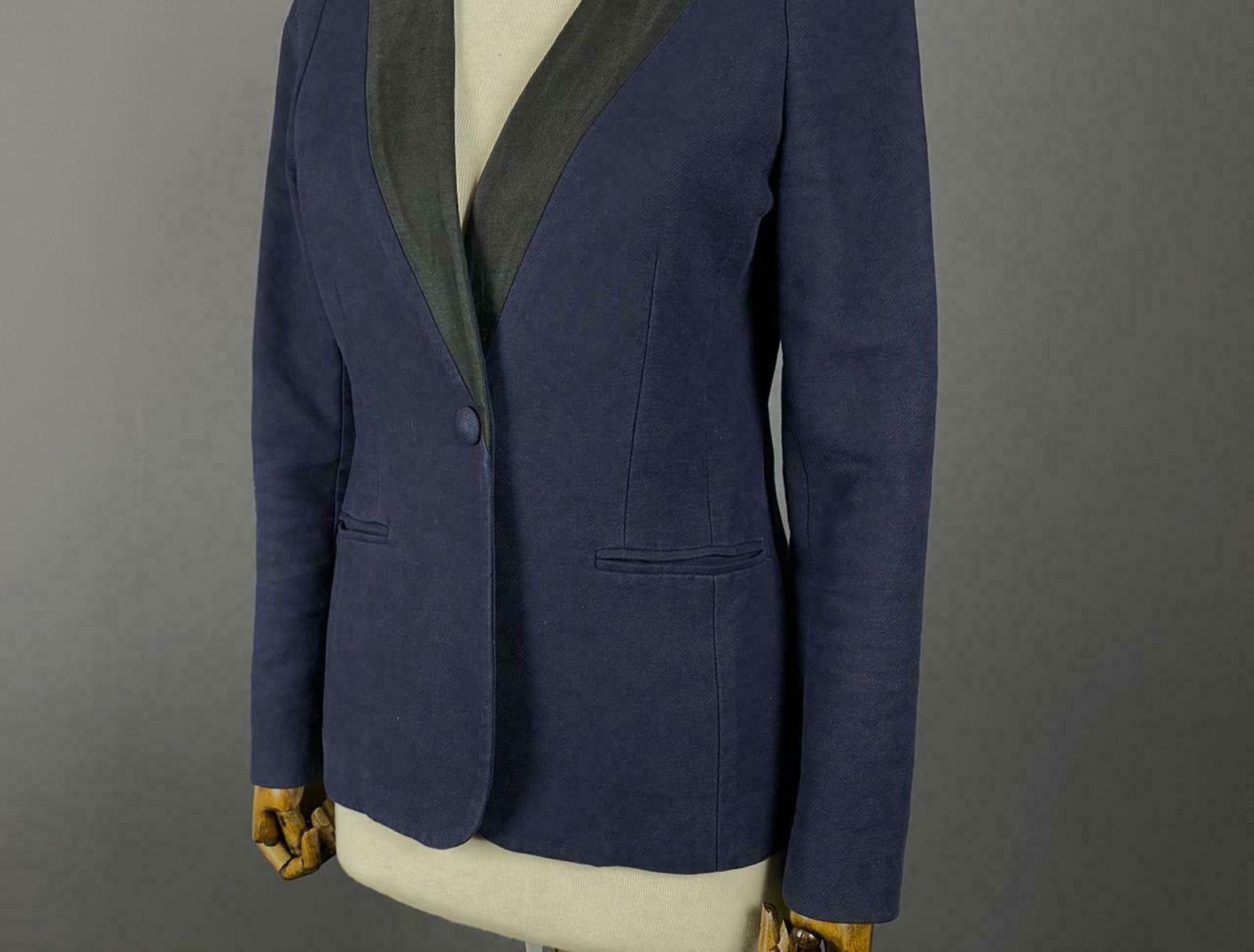 Designer Ladies Claudie Pierlot Navy Snap Blazer Jacket Size 38 Size M / US 6-8 / IT 42-44 - 2 Thumbnail